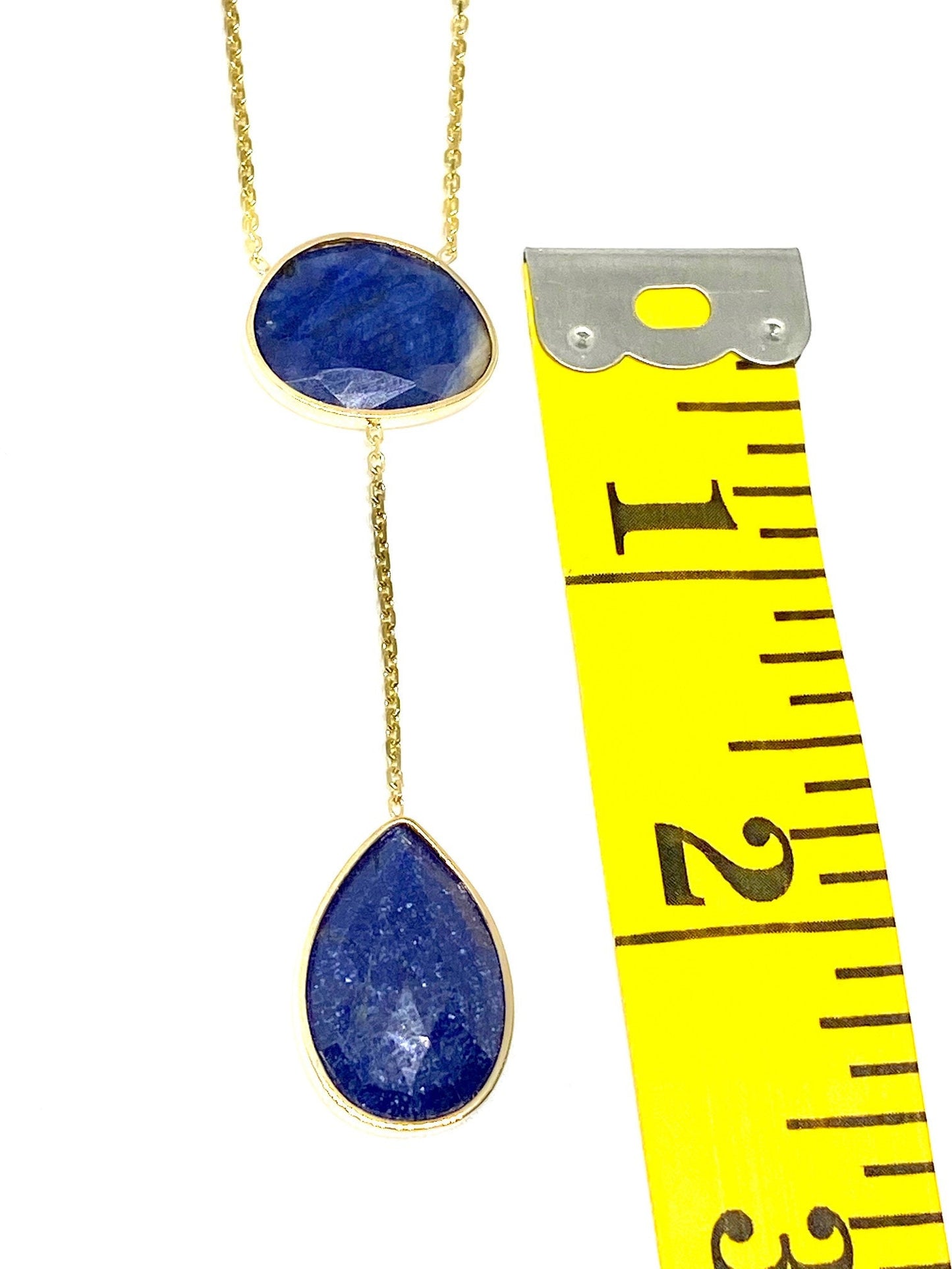 Teardrop Blue Sapphire Gold Necklace