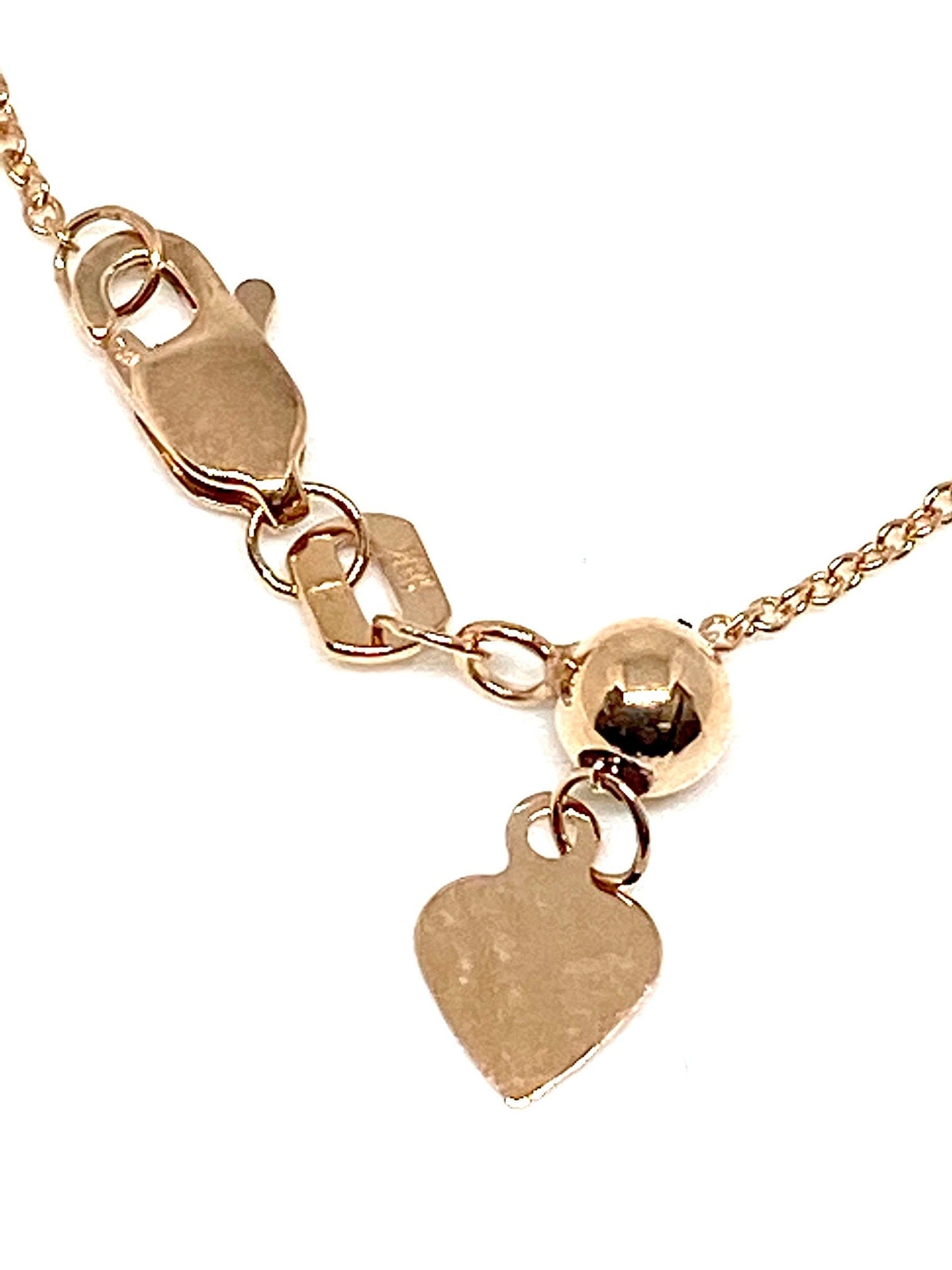 Rose Gold Rolo Cable Link Chain Heart Tag Adjustable Necklace