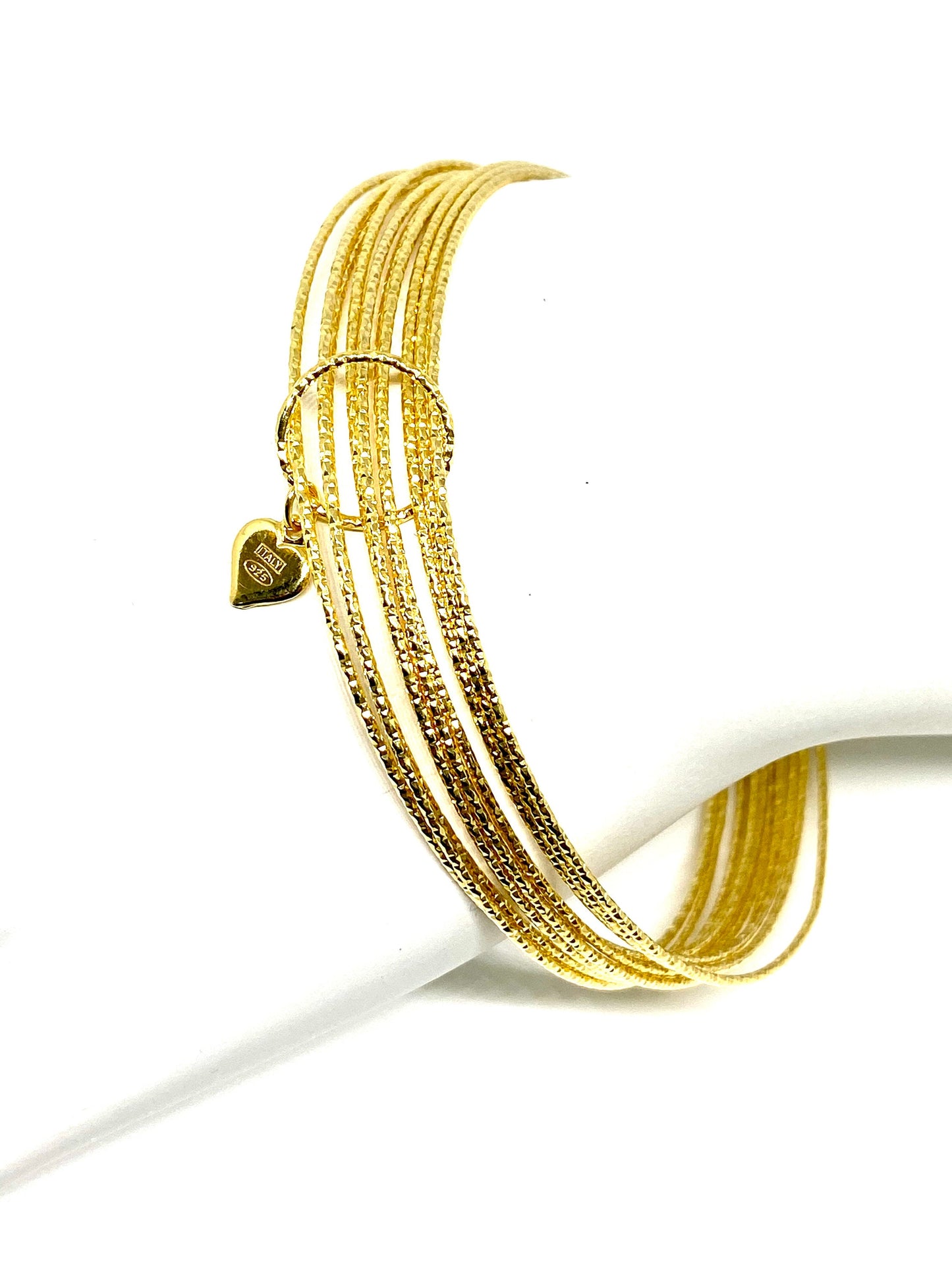 Gold Over Sterling Silver Cut Slip On  Bangle