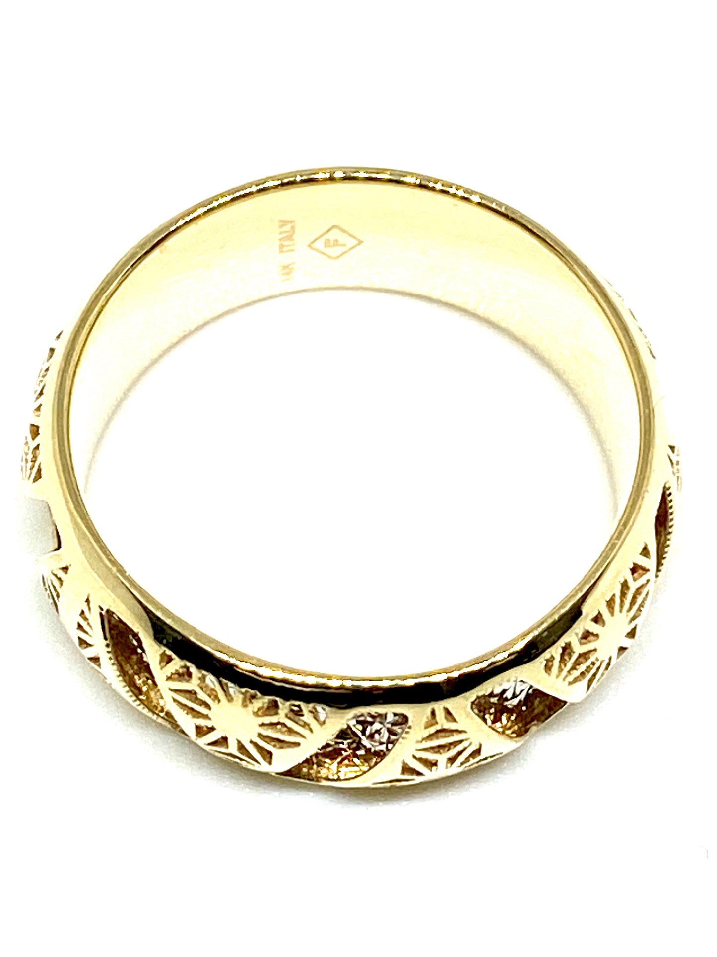 Yellow Gold Filigree Design Wedding Band Ring