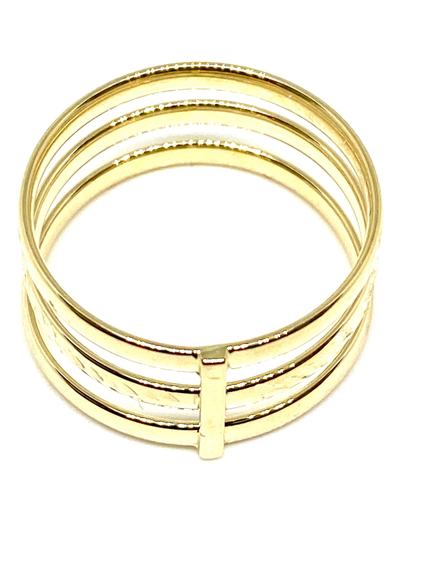 Yellow Gold Diamond Cut Triple Stackable Statement Band Ring