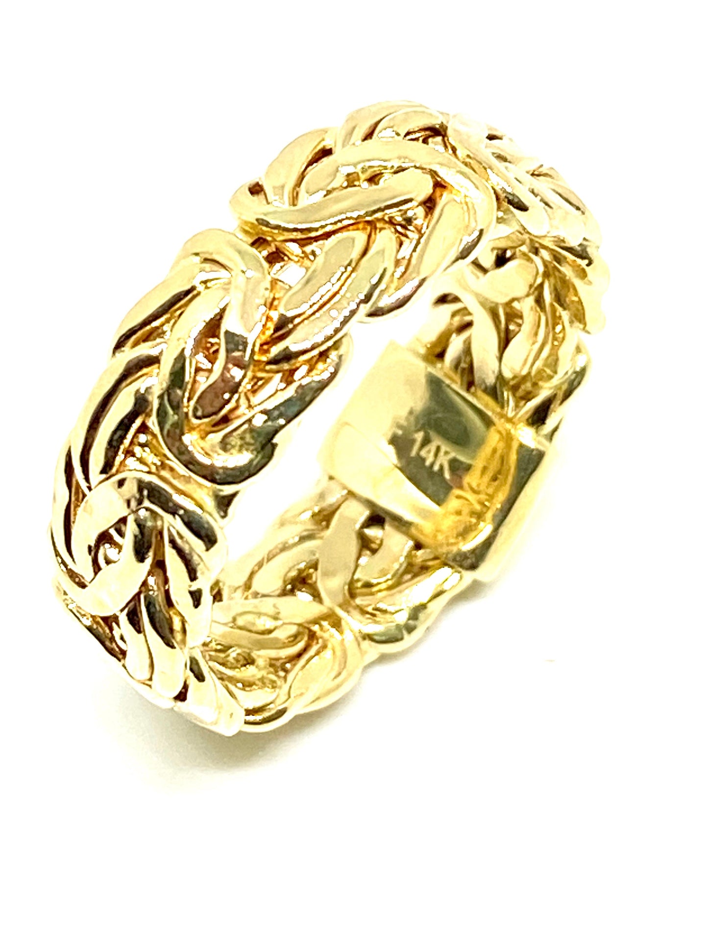 Yellow Gold Byzantine Link Design Band Ring size