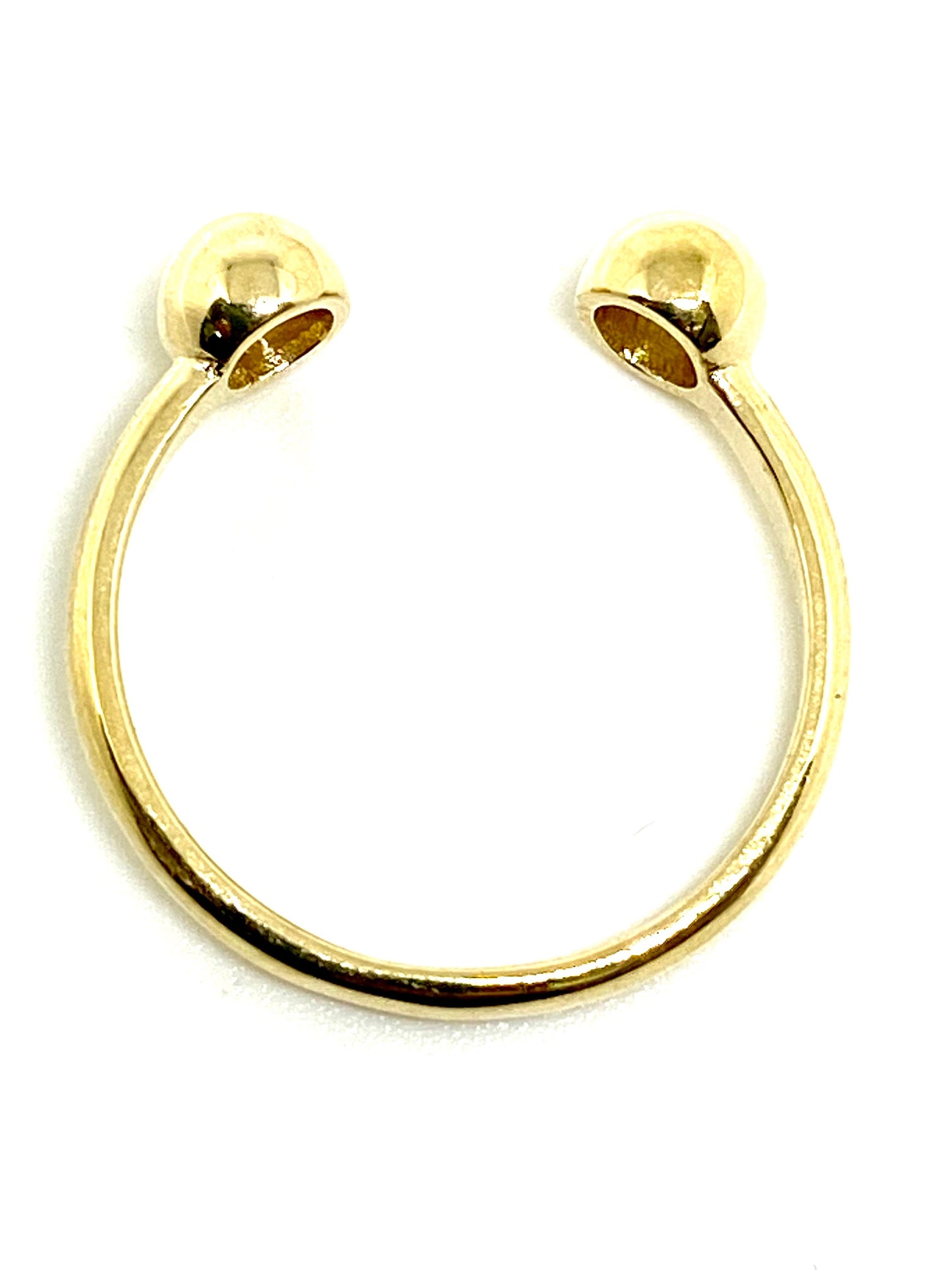 Yellow Gold Round Bead Open Horseshoe Band Ring