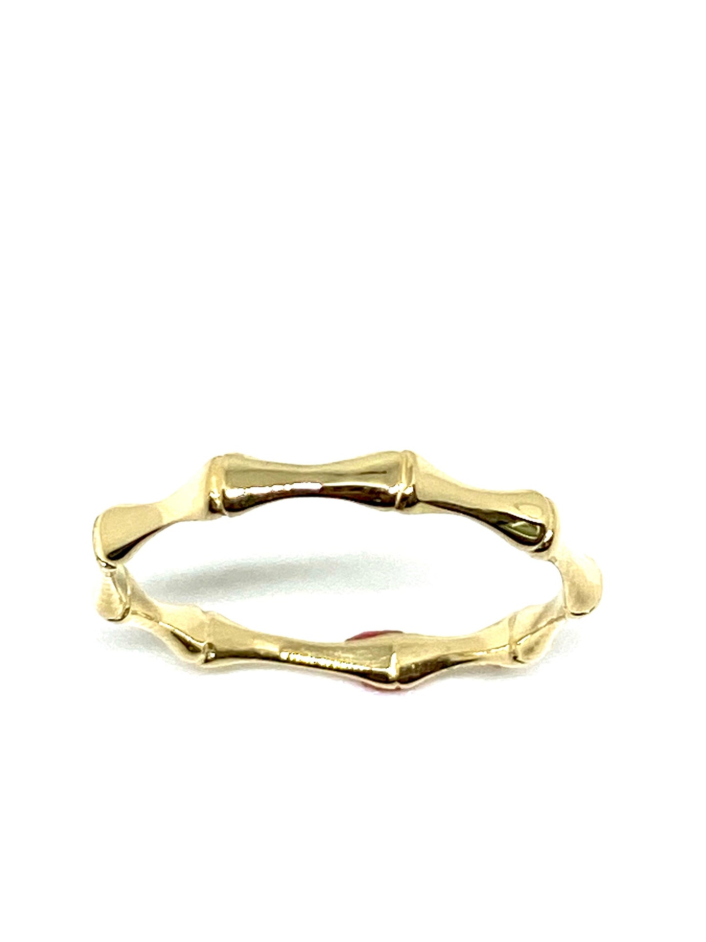 Yellow Gold Bamboo Design Band Stackable Band Ring