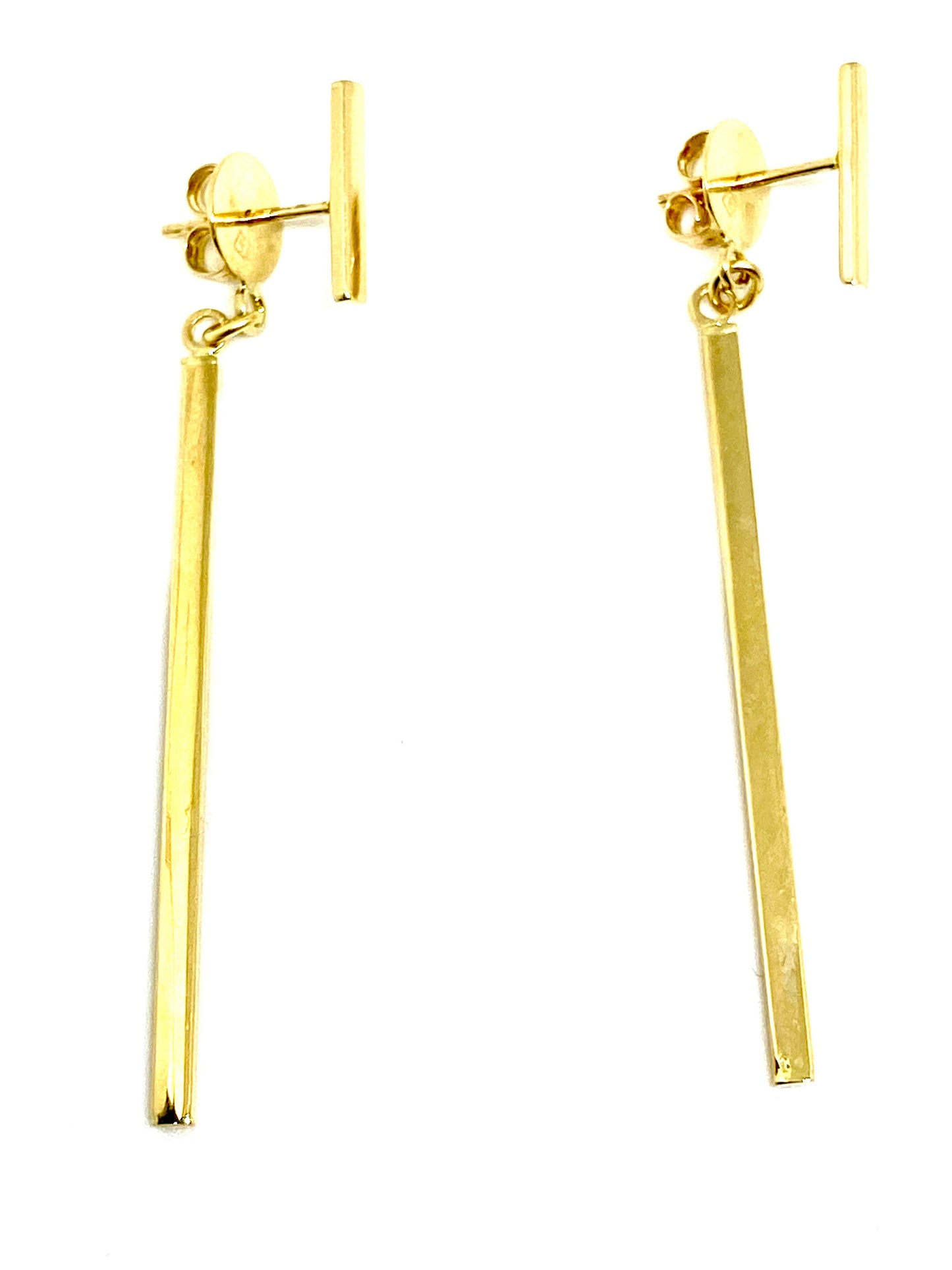 Yellow Gold Front-Back Dangle Drop Stud Earrings