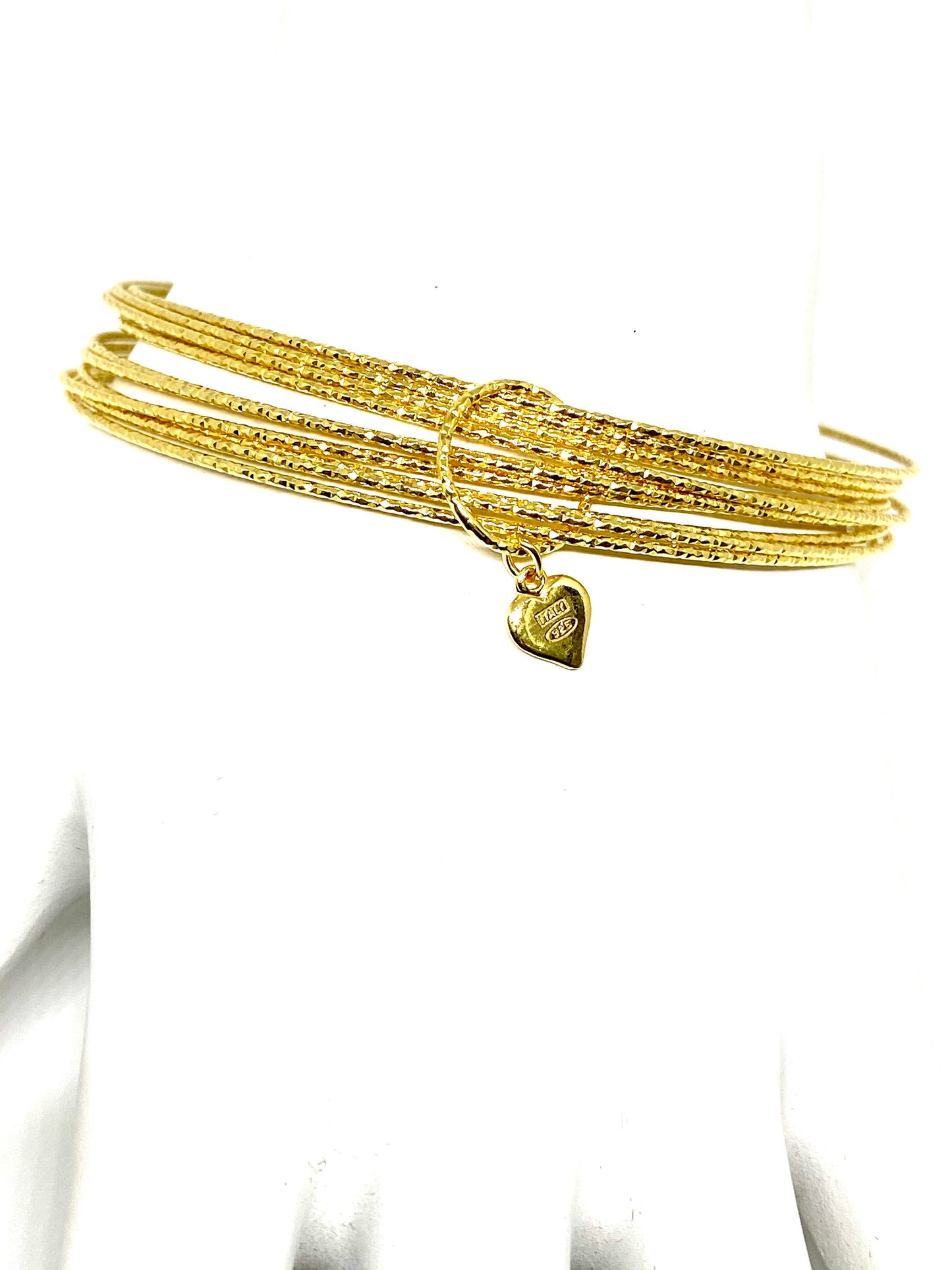 Gold Over Sterling Silver Cut Slip On  Bangle