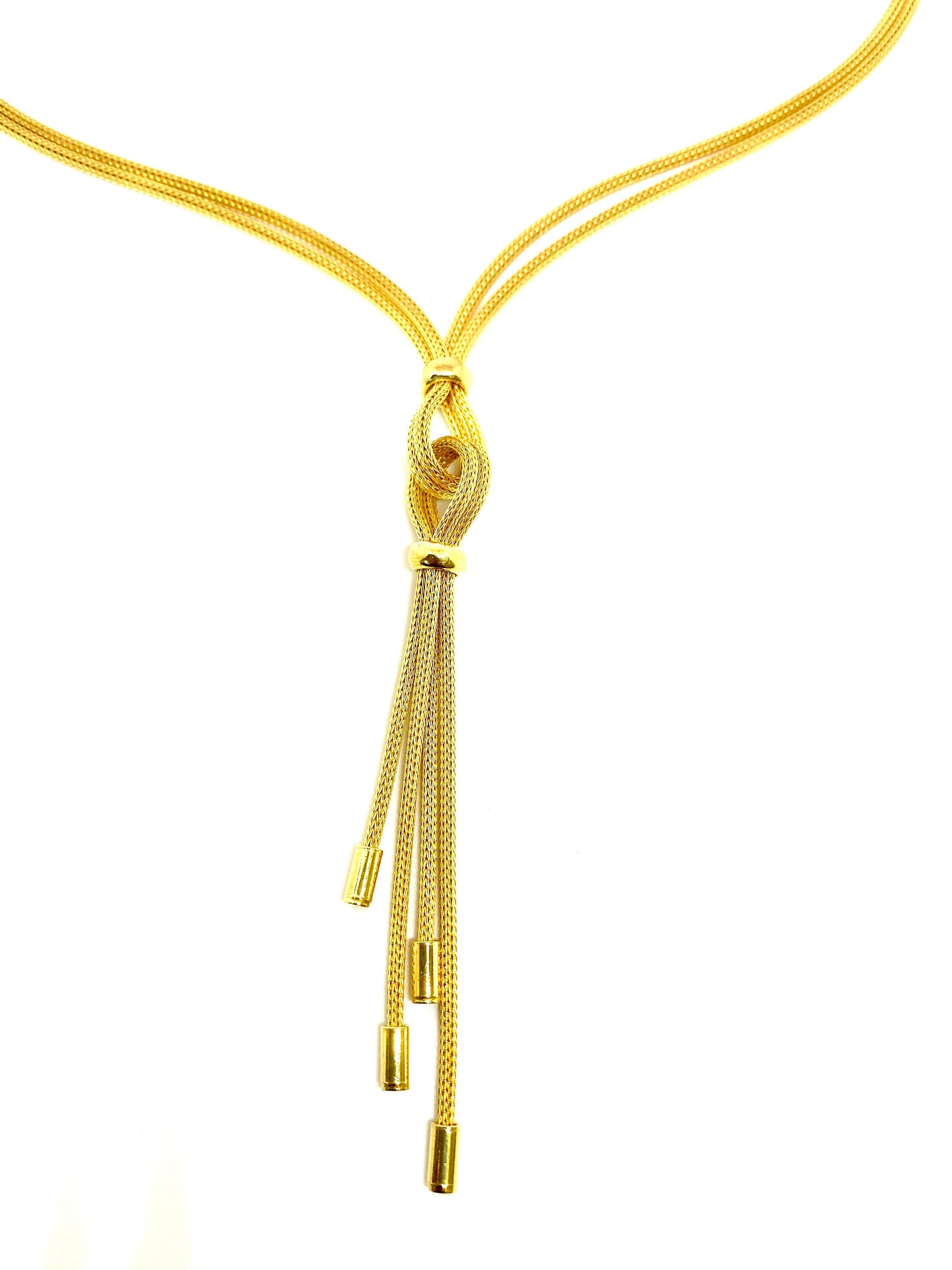 Yellow Gold Over Sterling Silver 2-Strand Mesh Lariat Necklace
