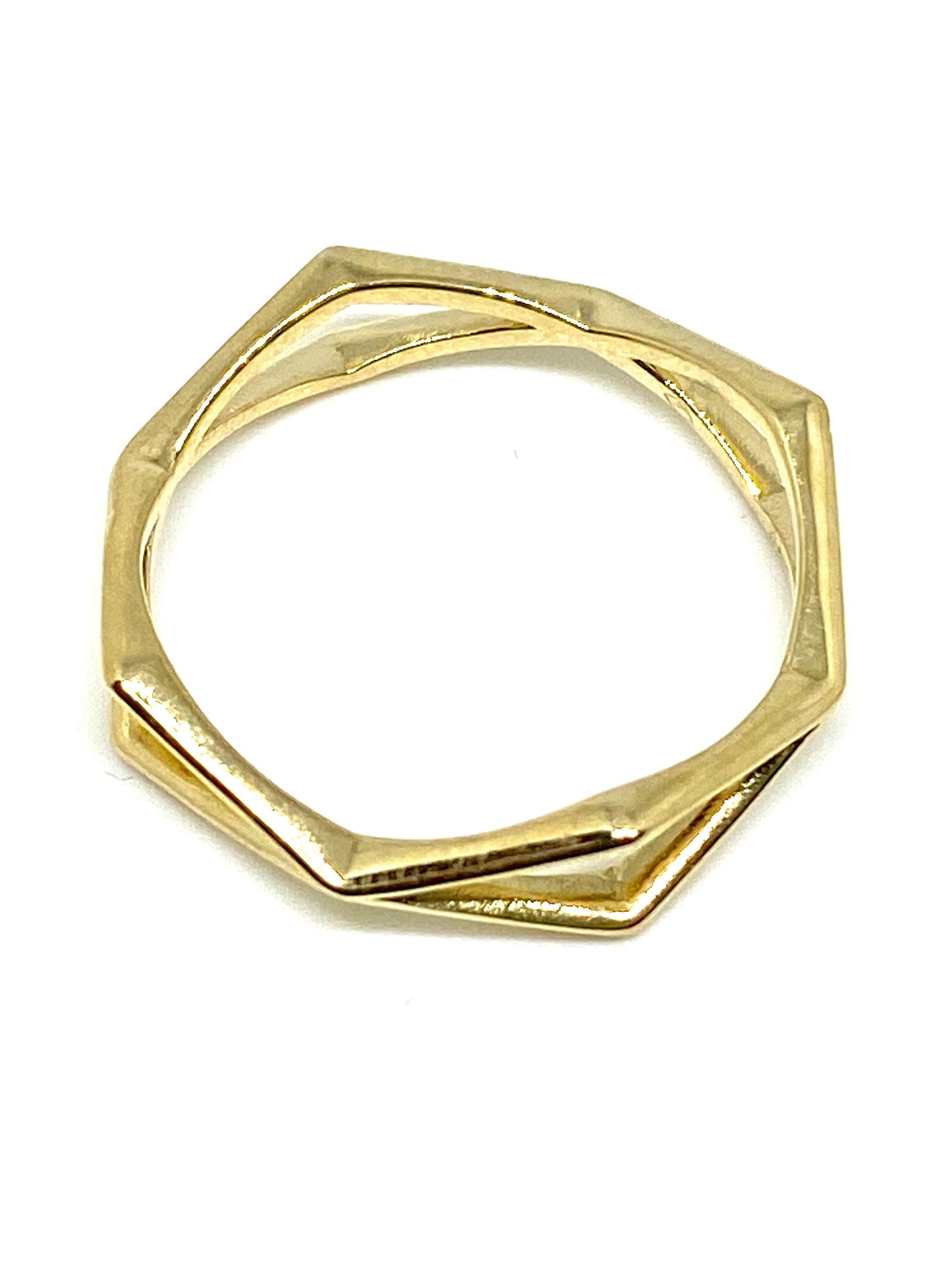 Yellow Gold Stackable Geometric Shaped Band Ring