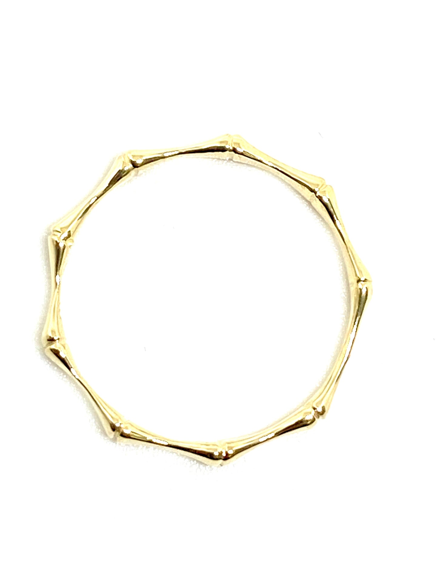 Yellow Gold Bamboo Design Band Stackable Band Ring