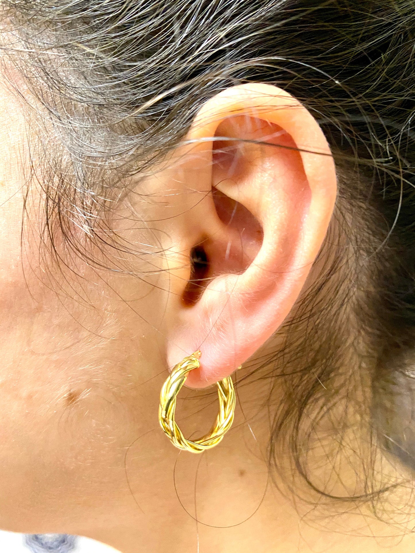 Yellow Gold Braided Hoop Earrings