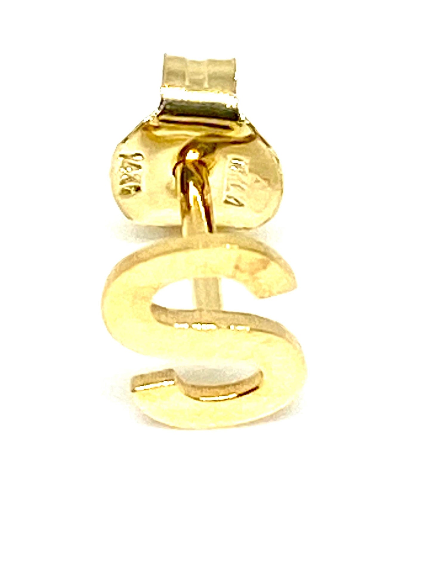 Yellow Gold Initial - S - Single Stud Earring
