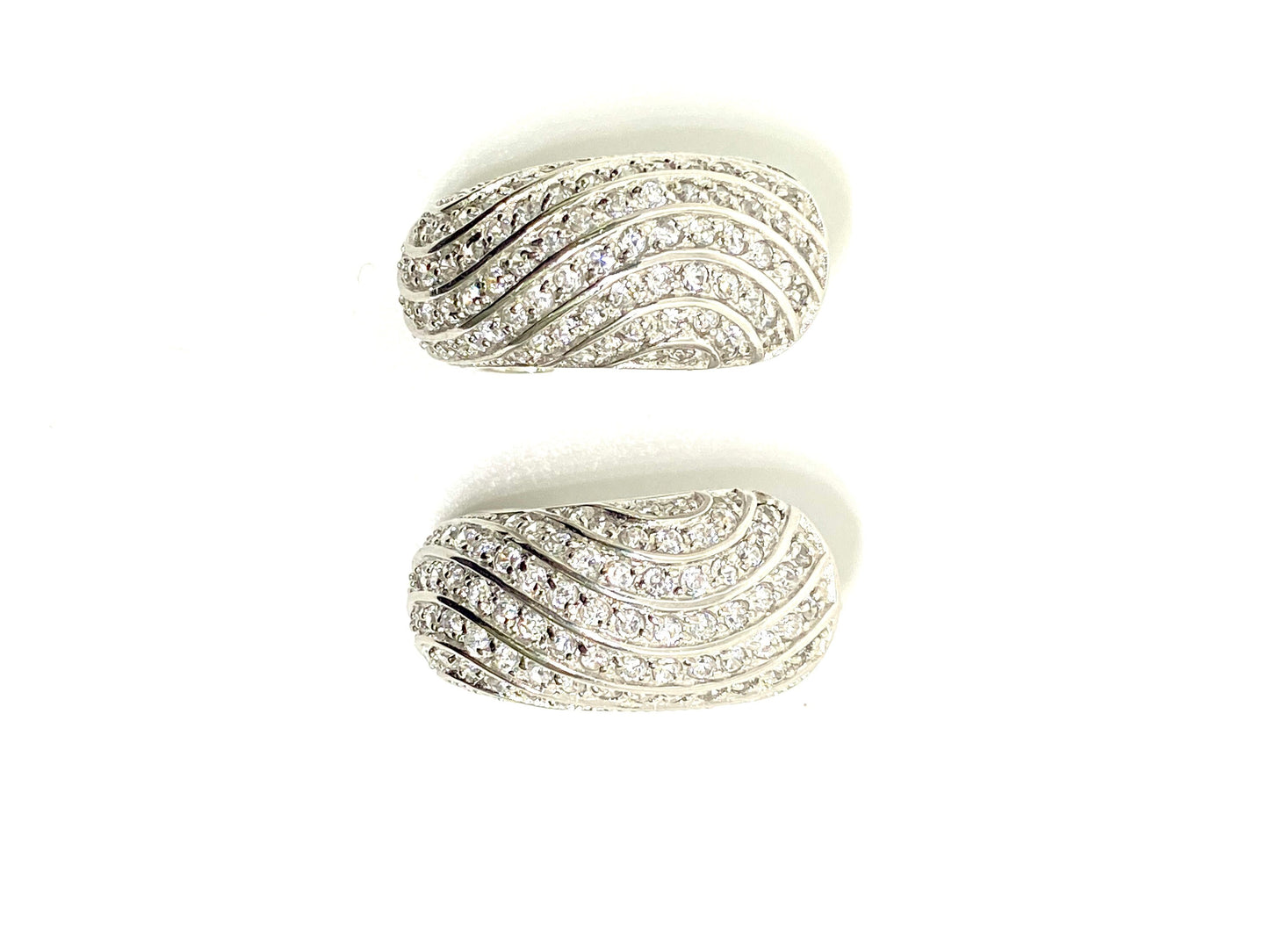 White Gold over Sterling Silver Pave CZ Earrings