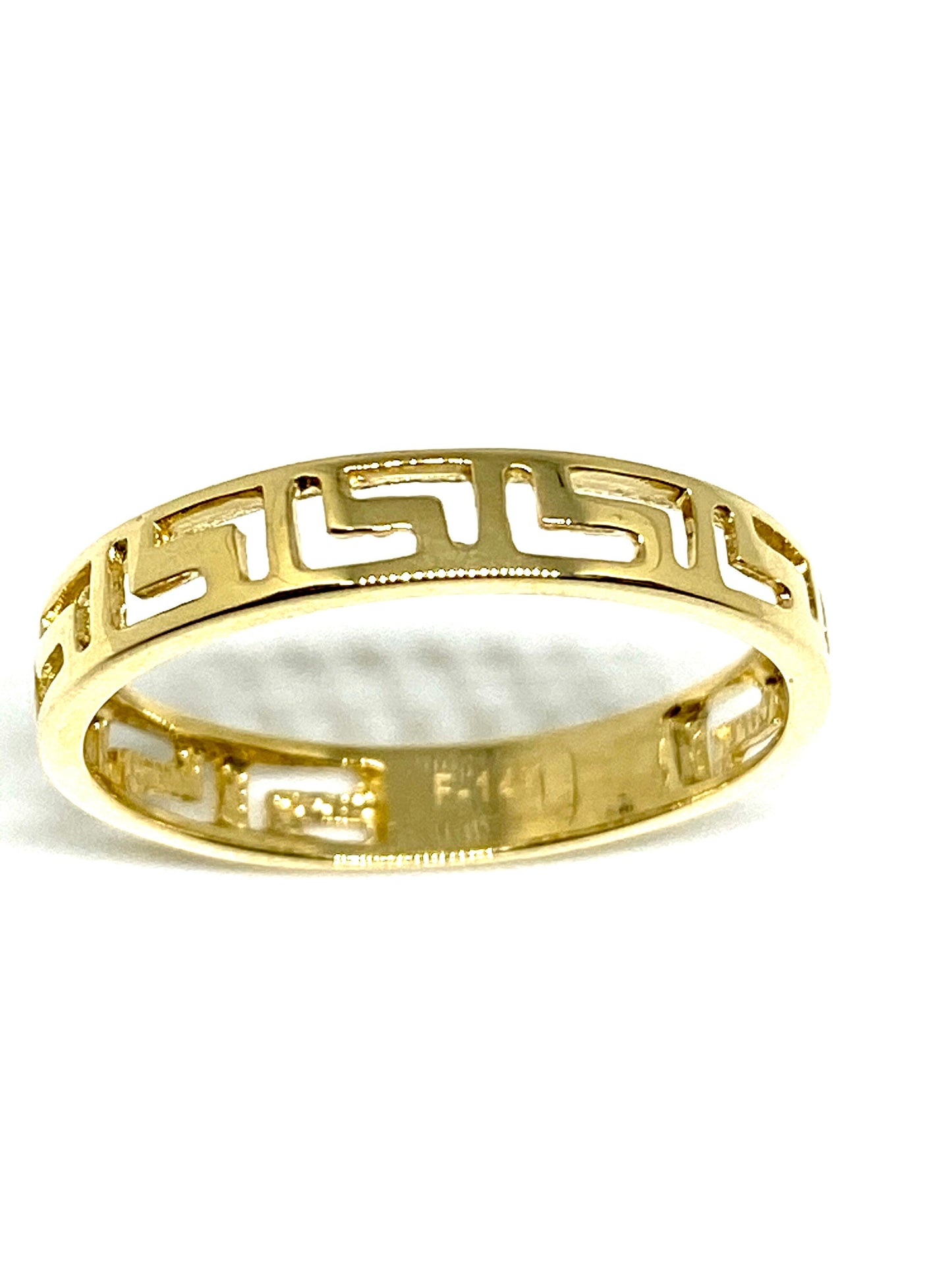 Yellow Gold Wide GREEK KEY Band Ring