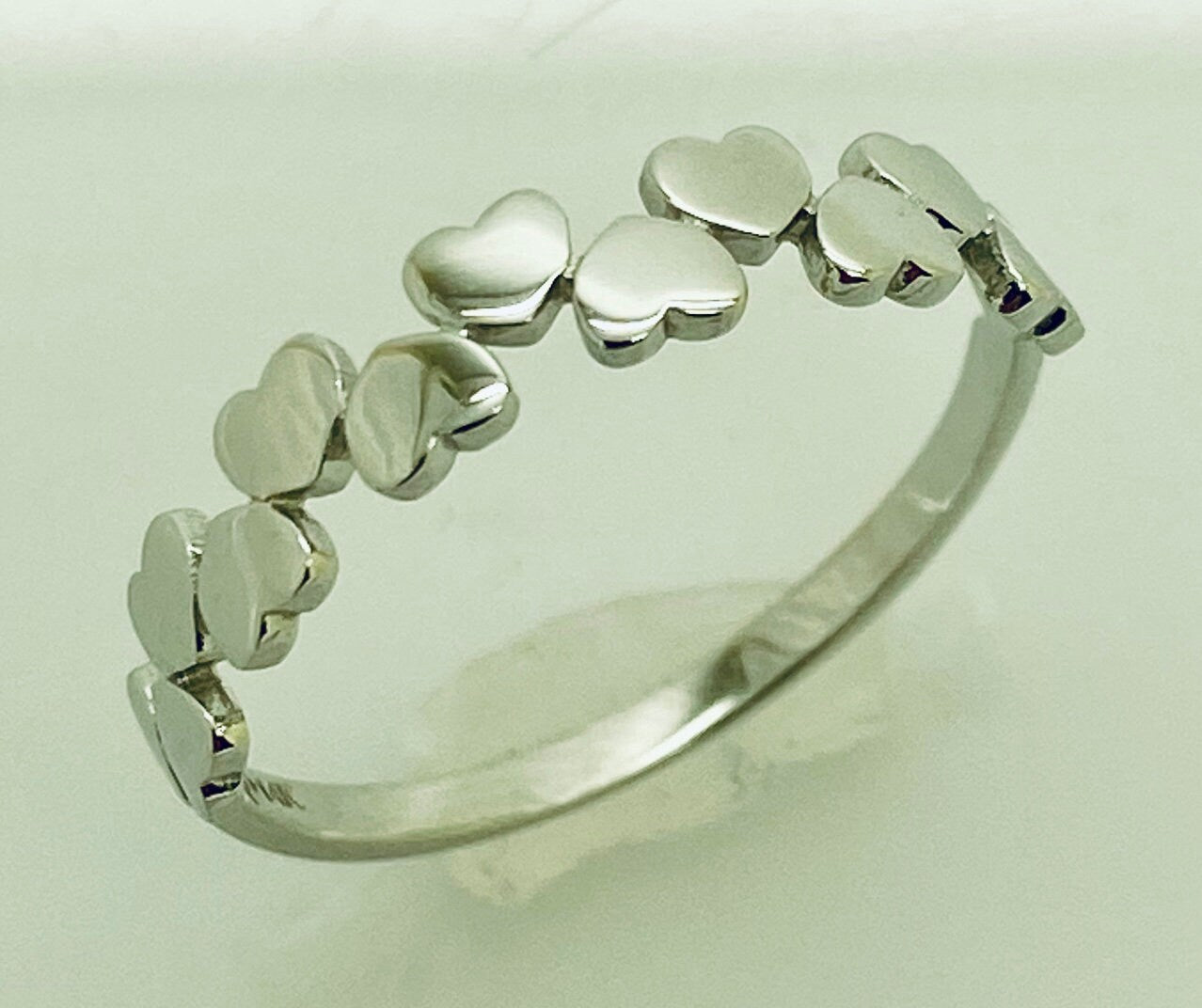 White Gold Small Double Hearts Band Ring