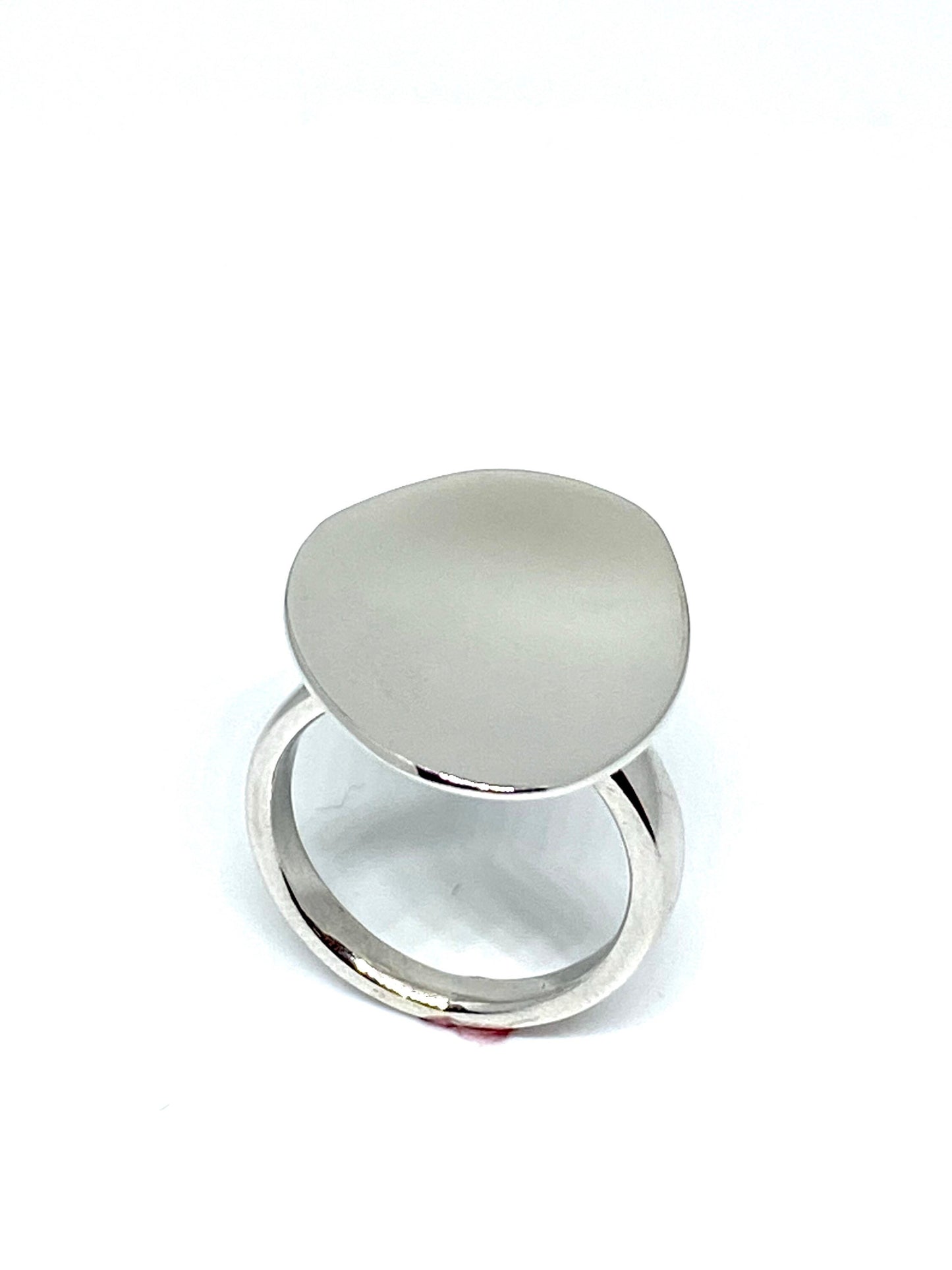 Large Oval Concave Disc Modernist Cocktail Ring