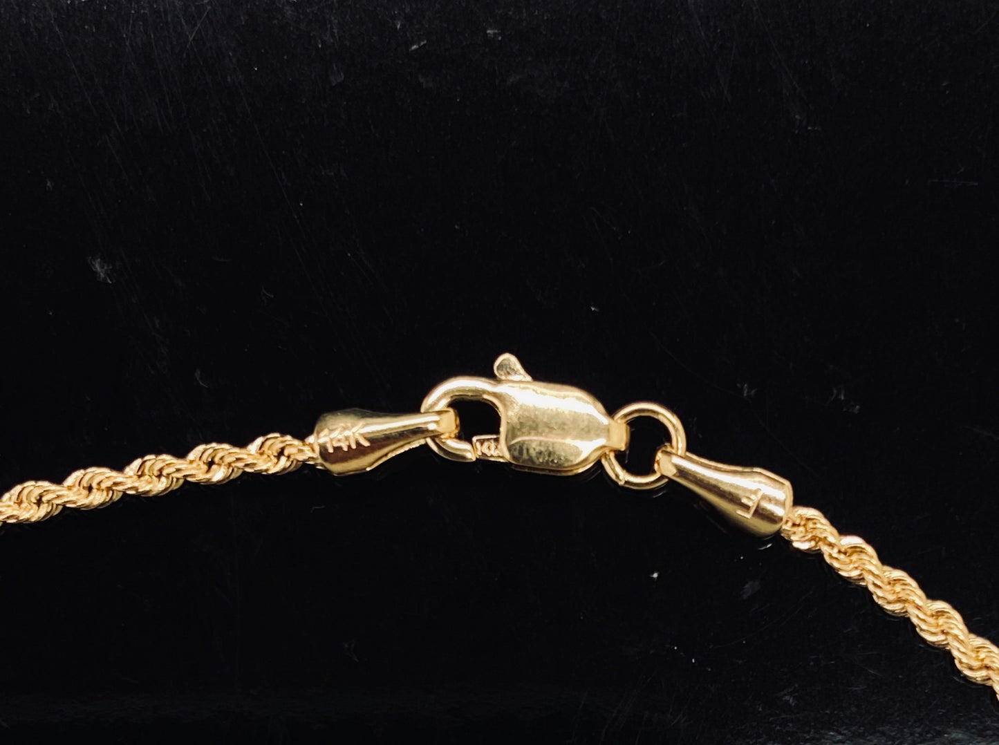 Yellow Gold High Polish Rope Link Chain Anklet Bracelet