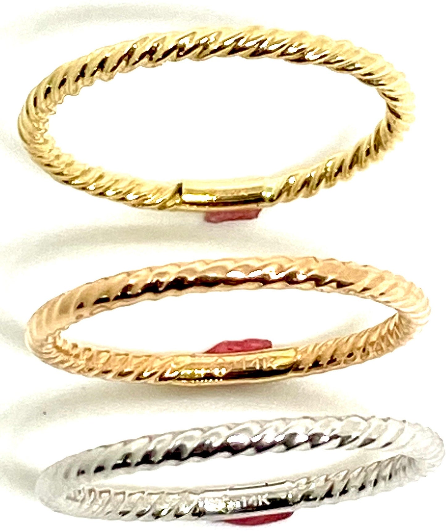 Gold Multi Color Gold Ribbed Braided Stackable Band Ring w/Gift Box