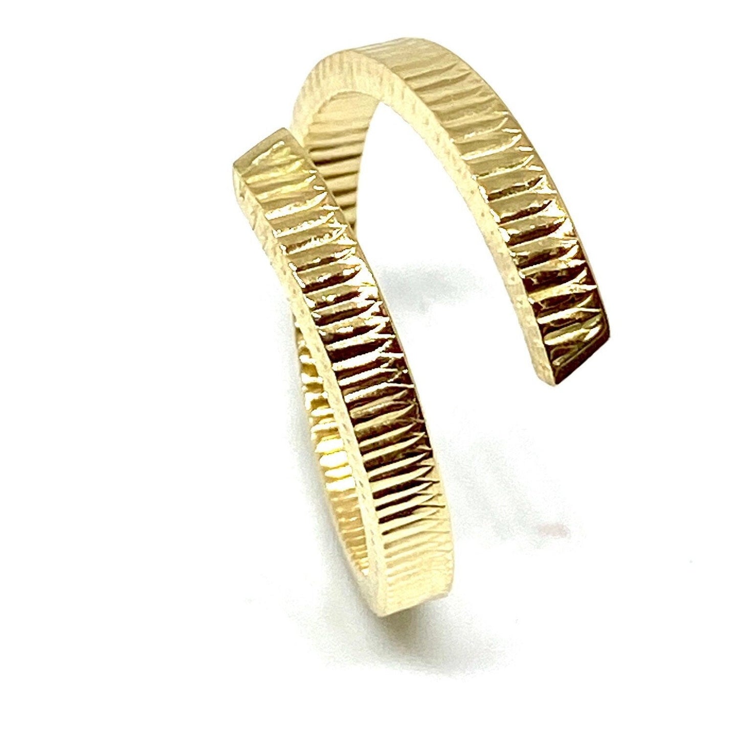 Yellow Gold Textured Bypass Modernist Cocktail Ring