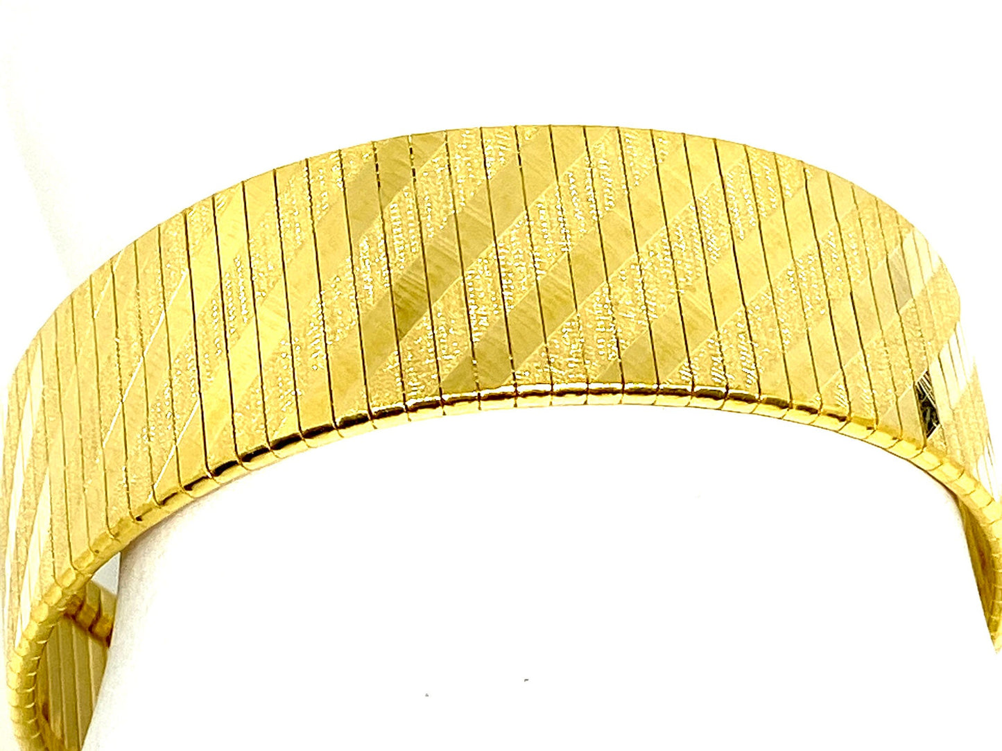 Yellow Gold Over Sterling Silver Wide Cubetto Link Flex Bracelet