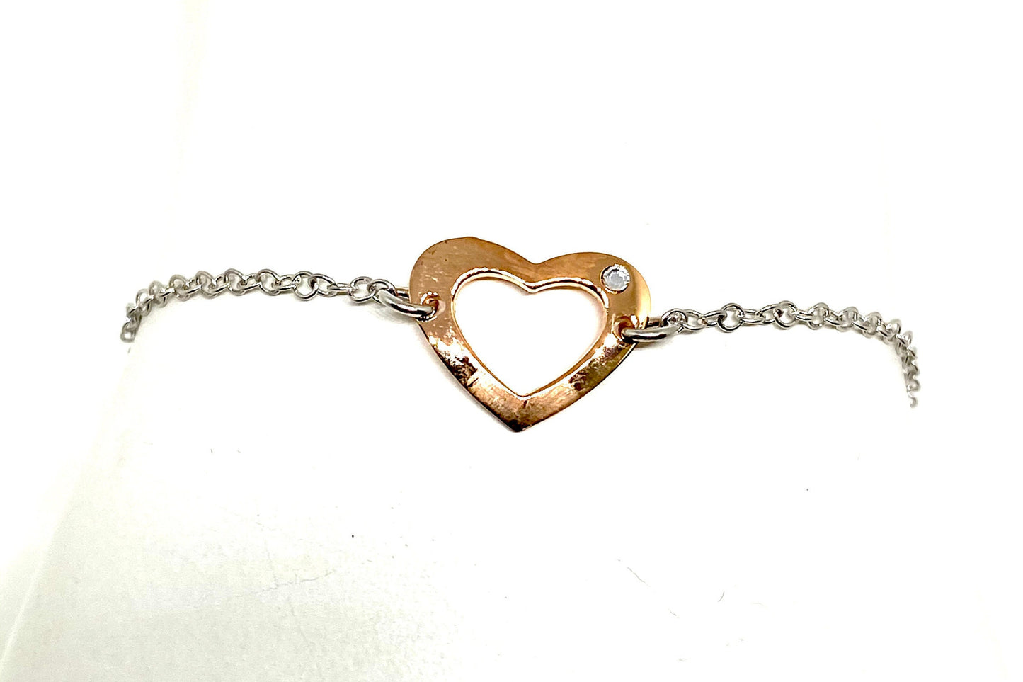 Rose Gold Plated Open Heart Chain Bracelet