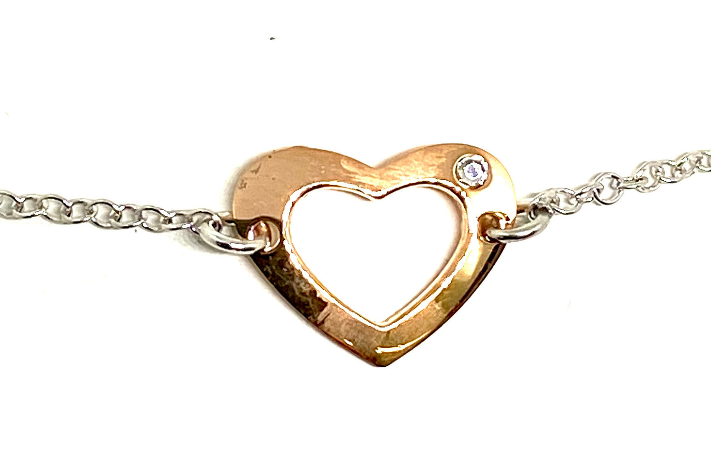 Rose Gold Plated Open Heart Chain Bracelet