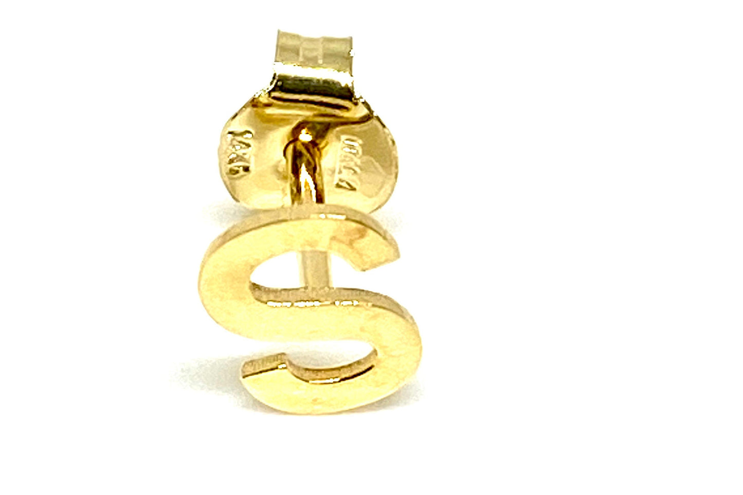 Yellow Gold Initial - S - Single Stud Earring