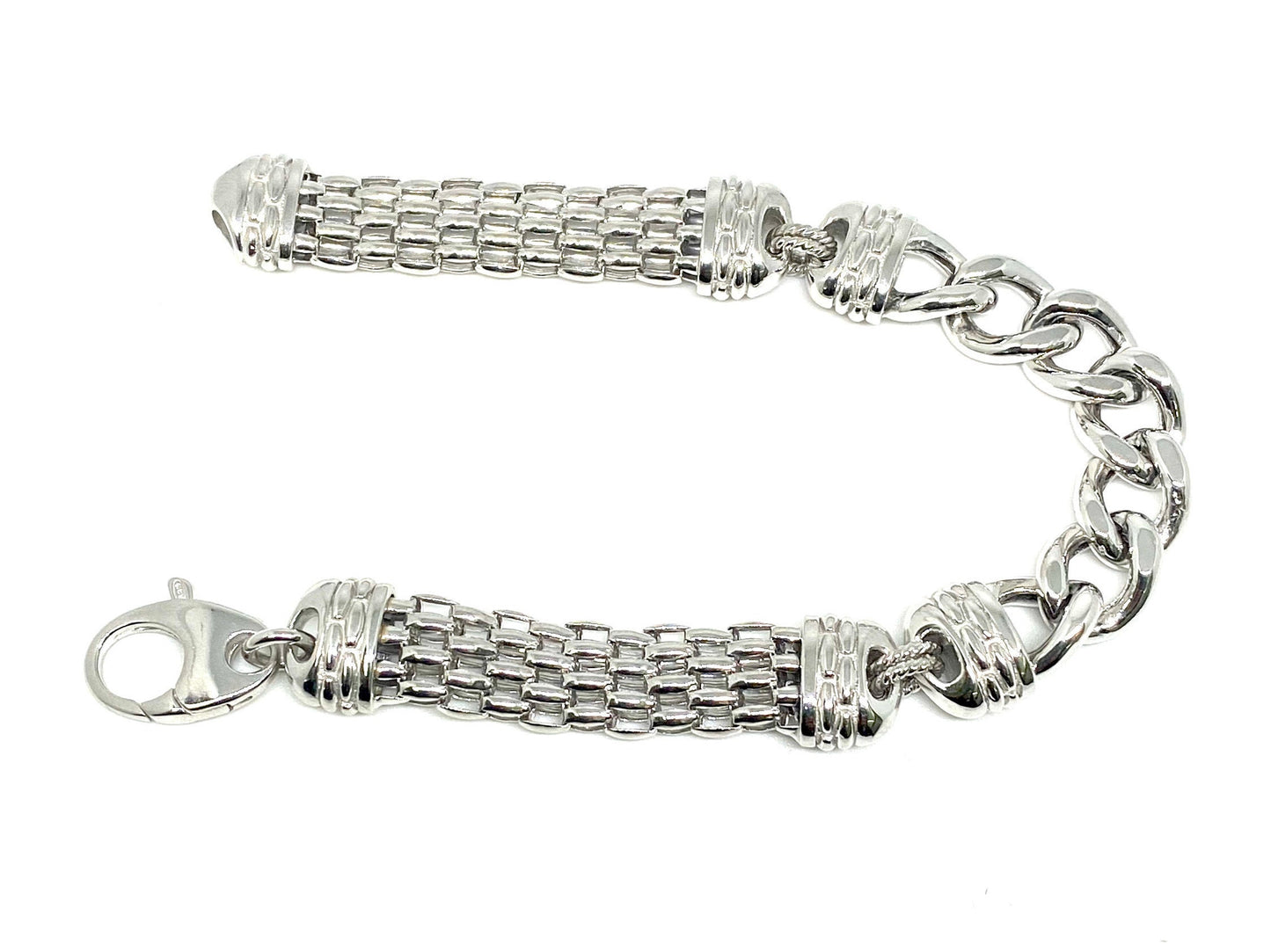 Popcorn and Curb Link Chain Bracelet