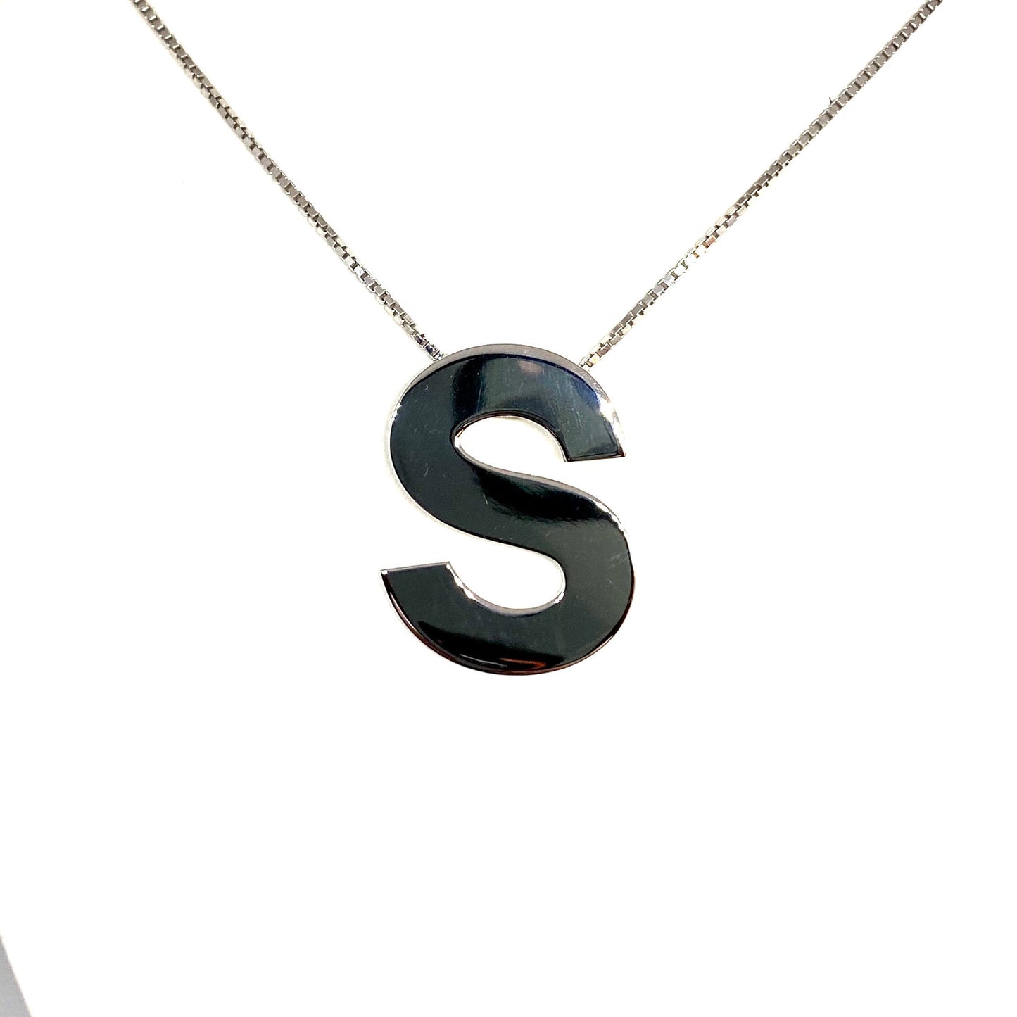 Plated Letter- S -Initial Pendant Necklace