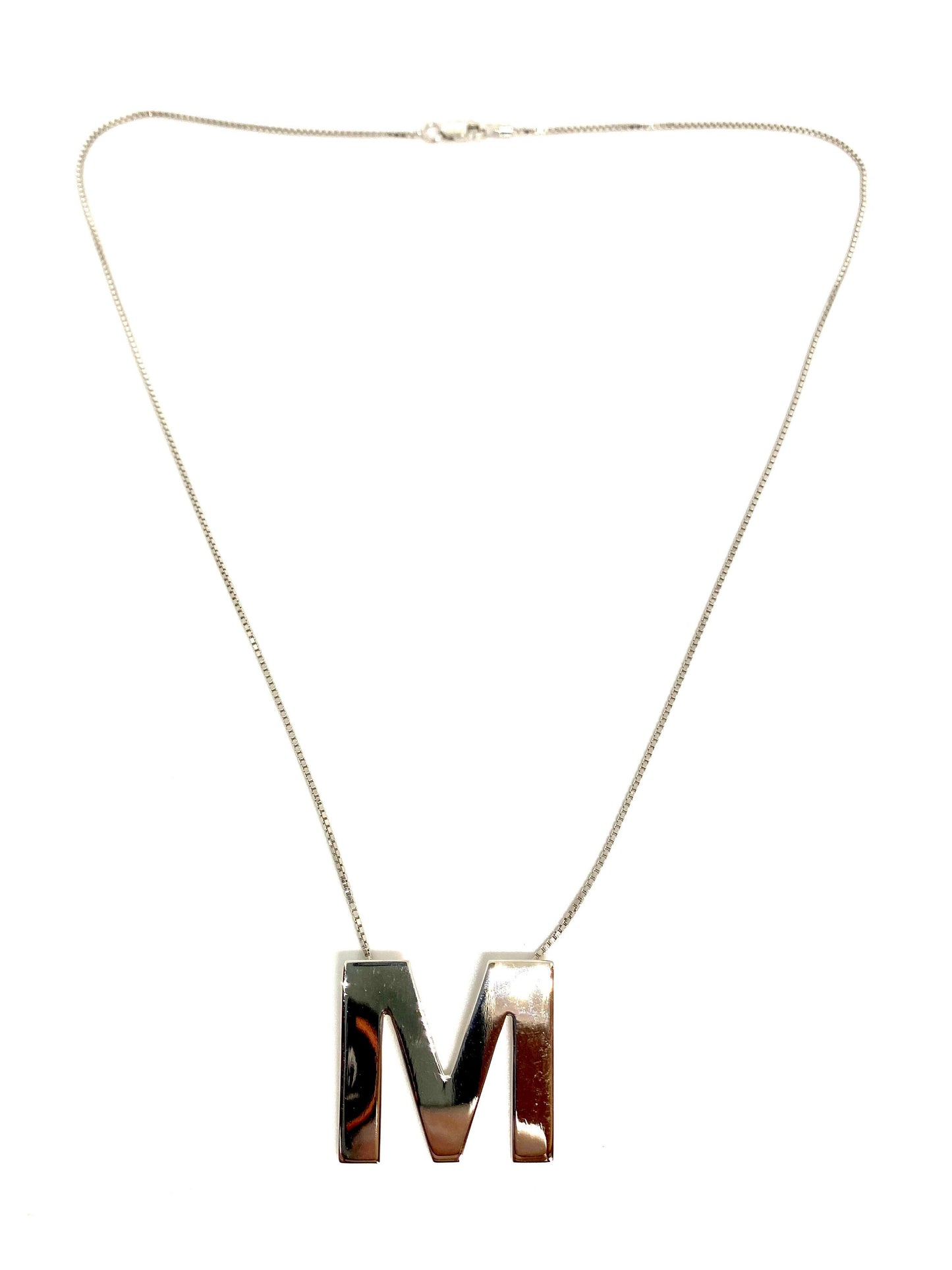 Plated Letter M Initial Pendant Necklace