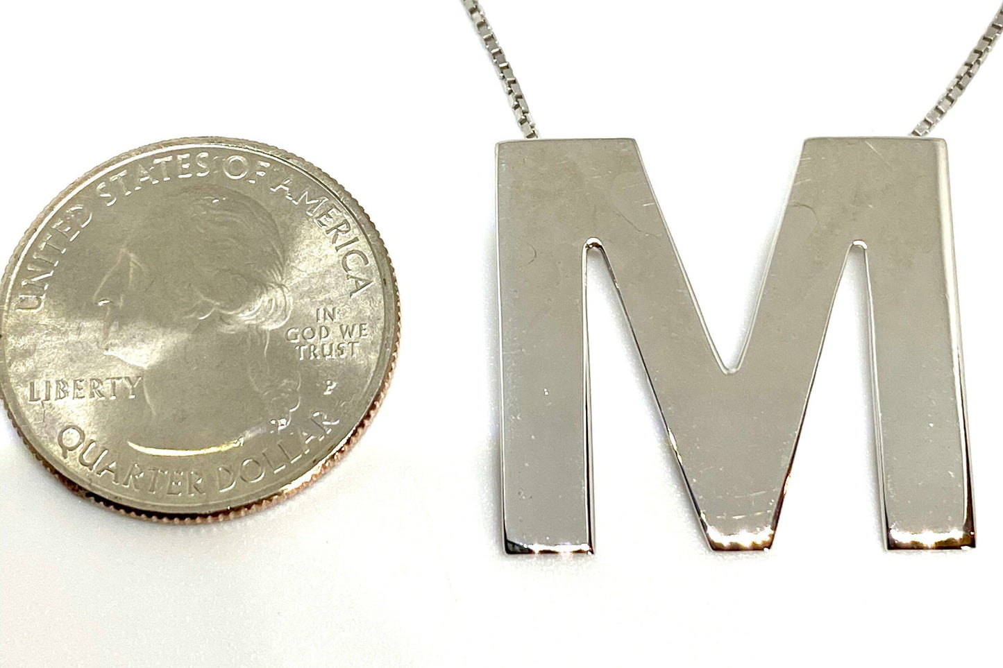 Plated Letter M Initial Pendant Necklace