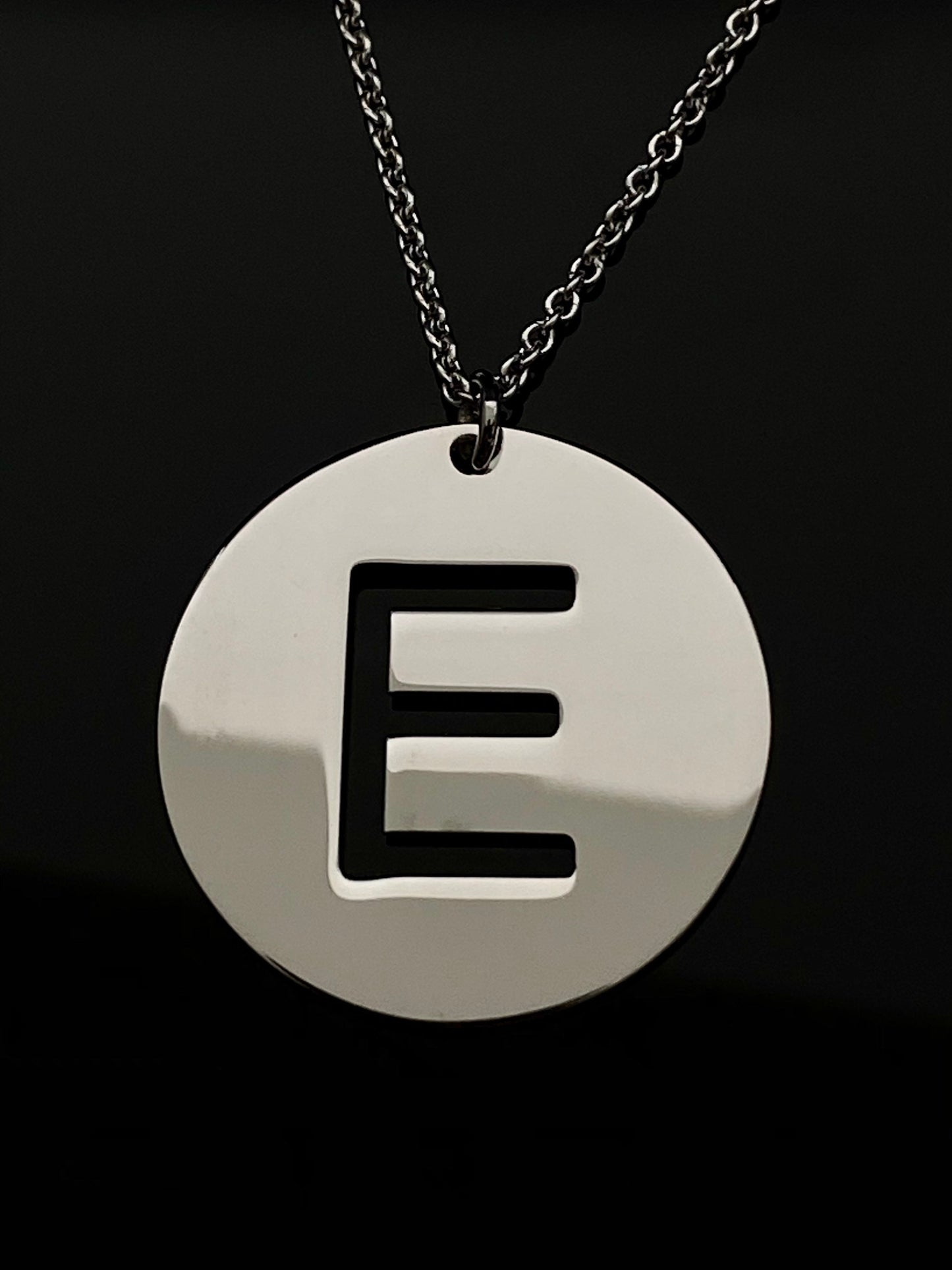Plated Round Letter E Initial Pendant Necklace