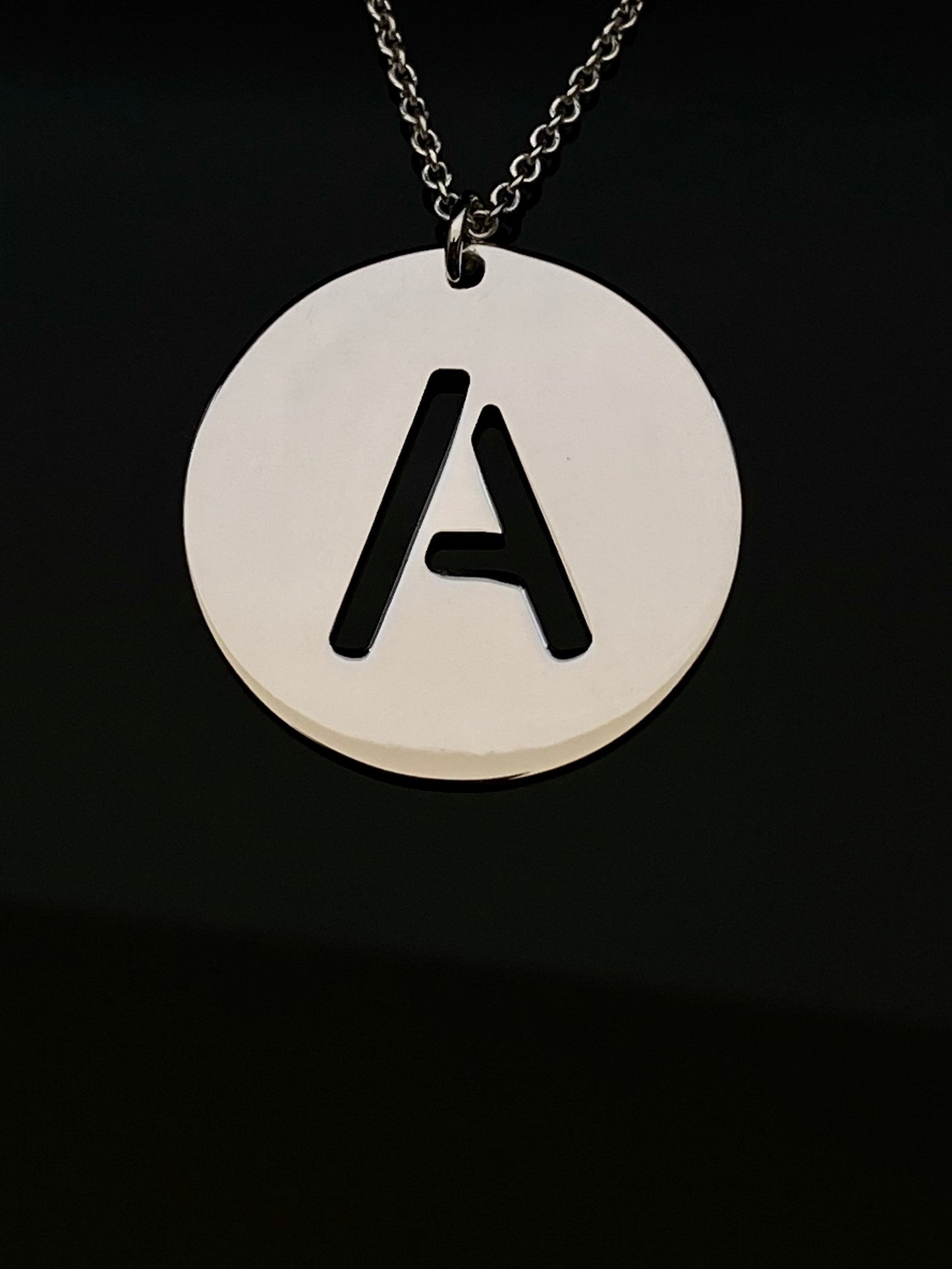 Plated Round Letter -A- Initial Pendant Necklace