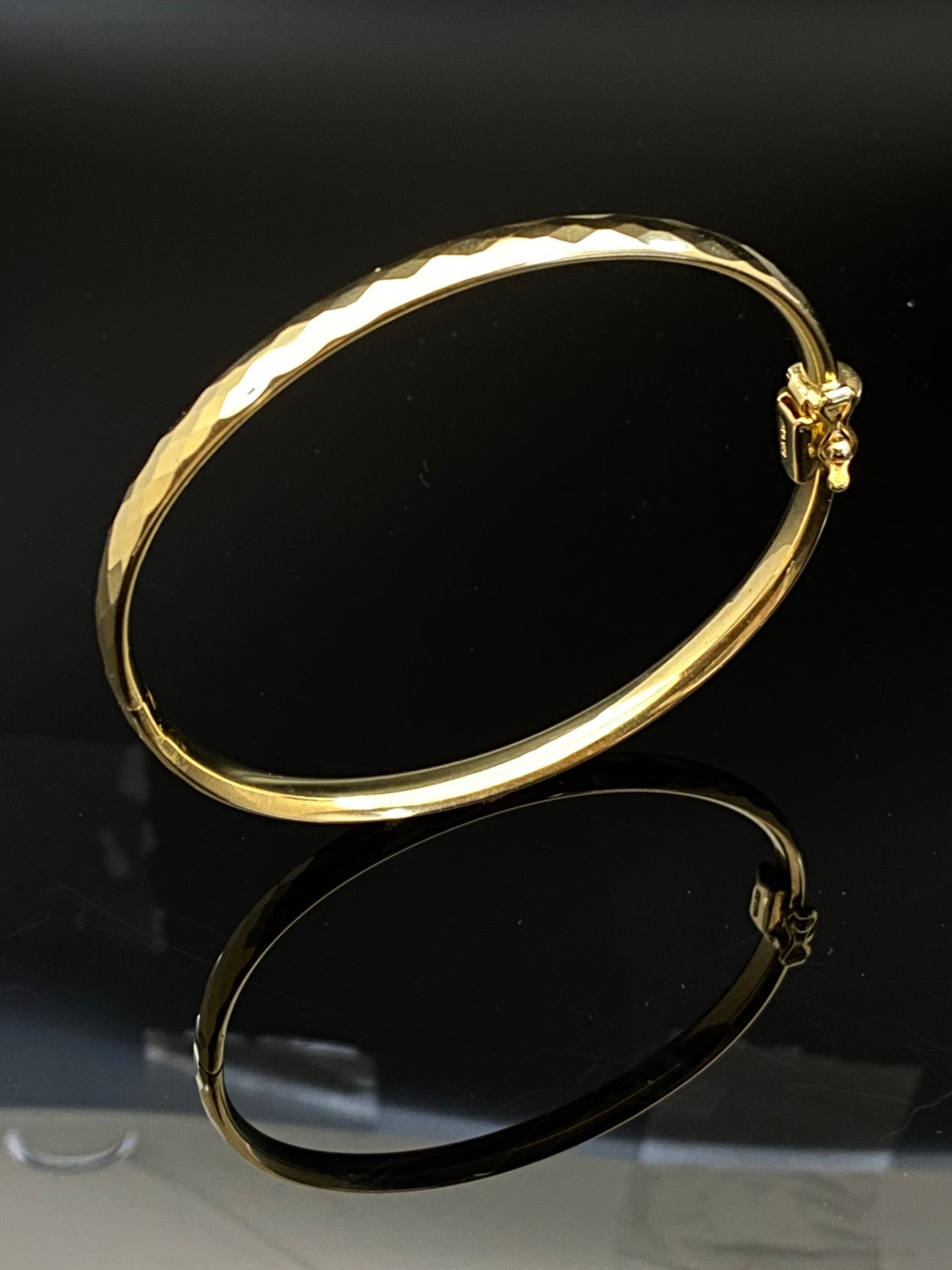 Gold Over Sterling Silver Tube Diamond Cut Bangle Bracelet