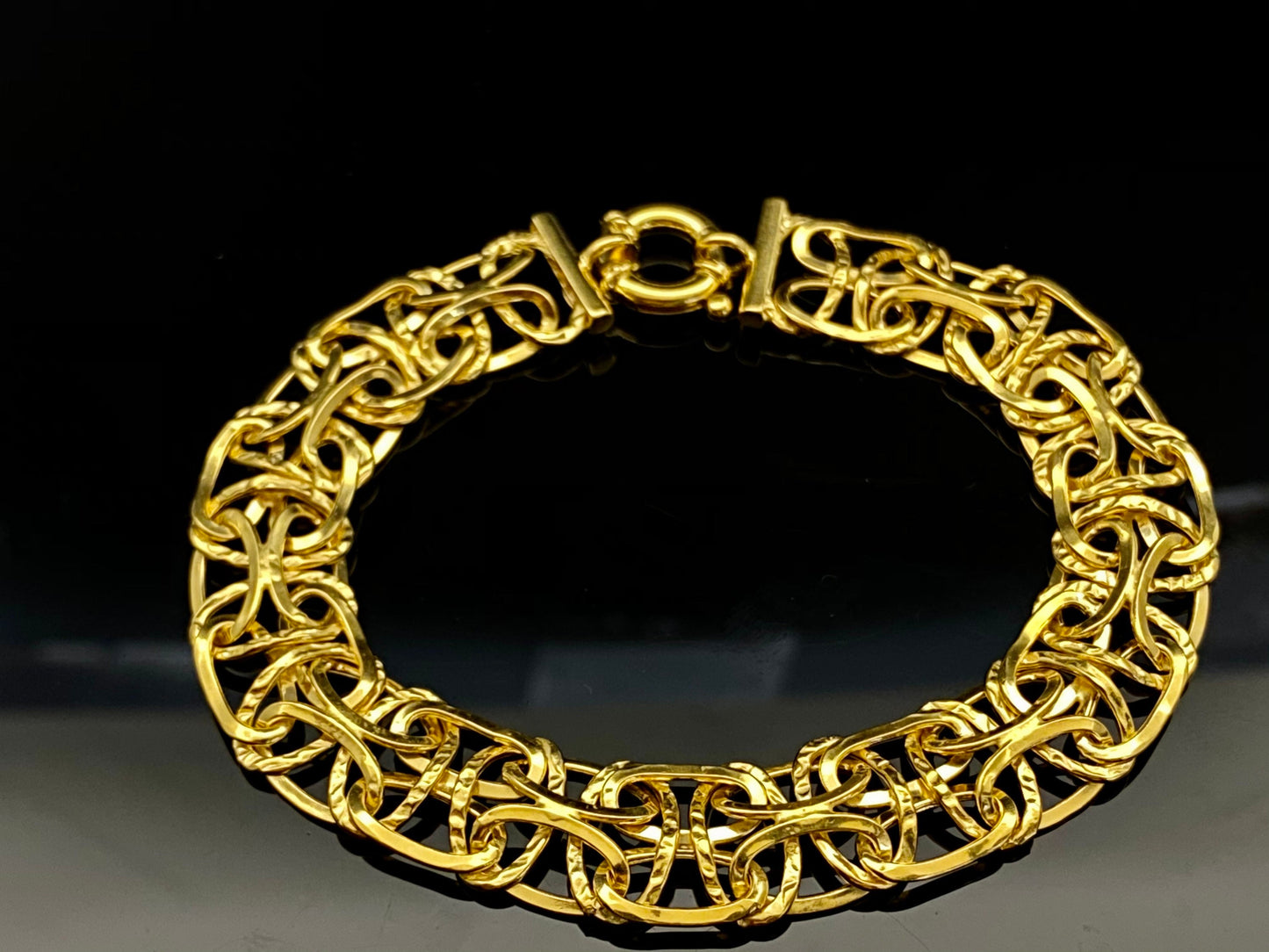 Yellow Gold Over Sterling Silver Wide Woven Lace Link Bracelet