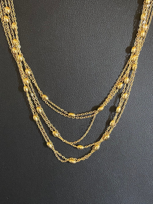 Gold over sterling silver fancy BEADED NECKLACE