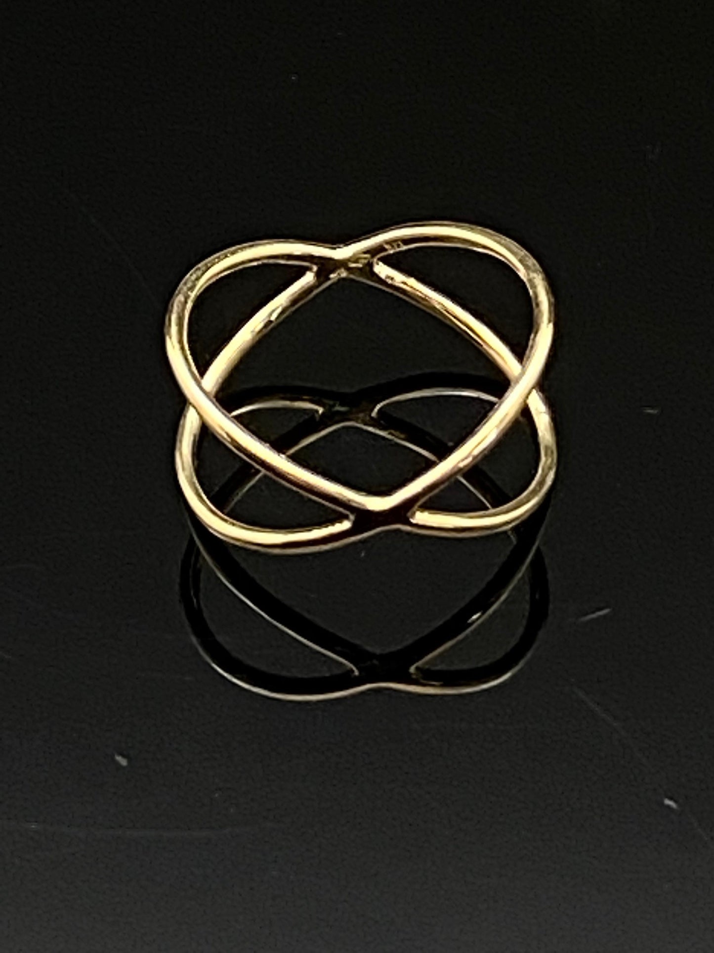 Yellow Gold Cris Cross Crossover Statement Ring