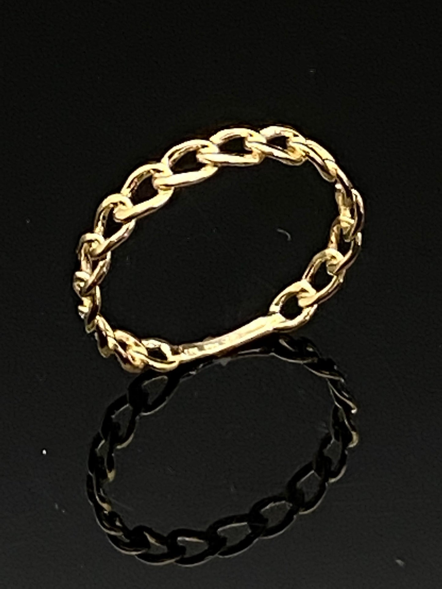 Yellow Gold Curb Link Chain Band Ring Size