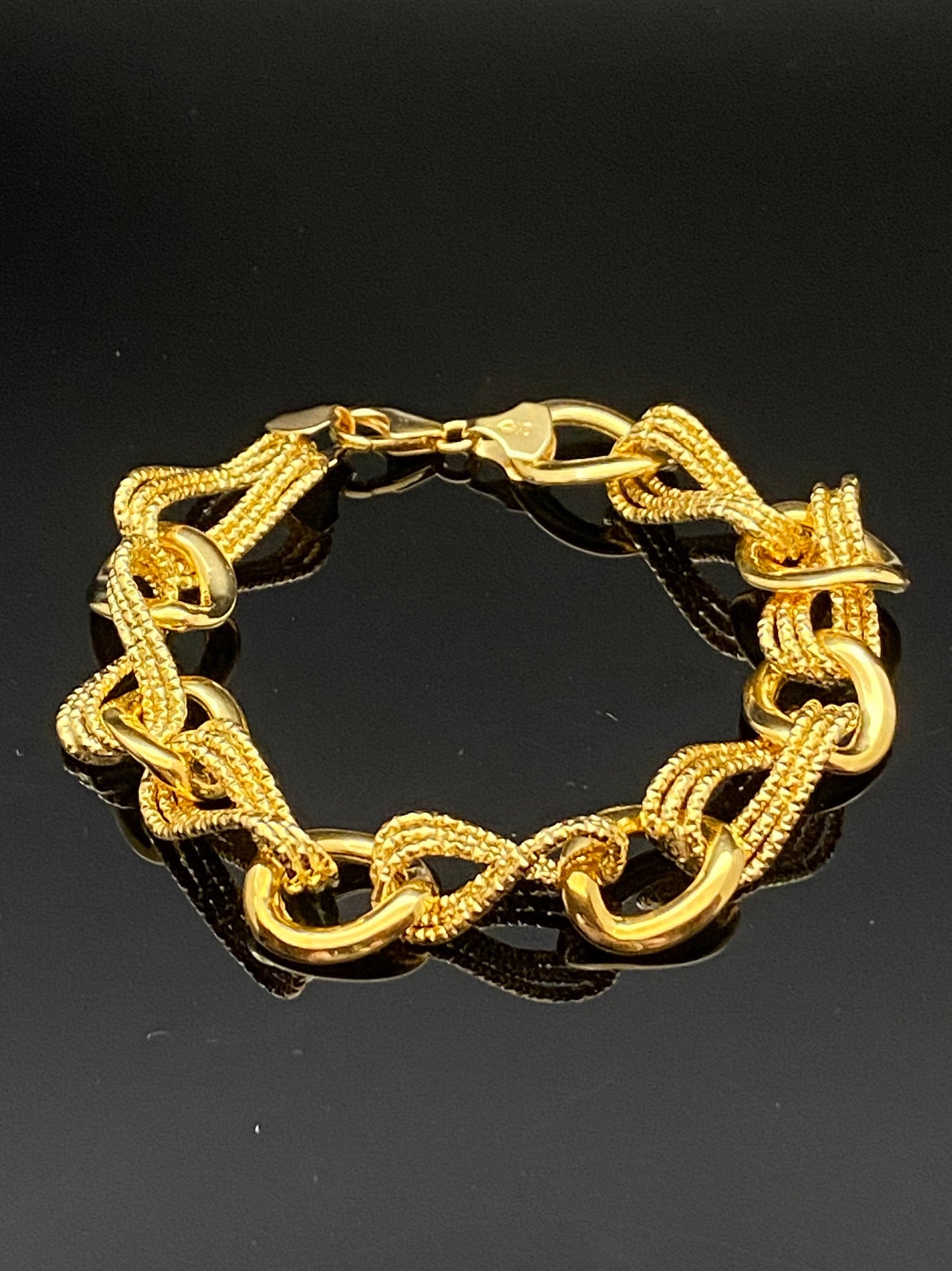 Yellow Gold Over Sterling Silver Figure 8 Rolo Link Fancy Bracelet