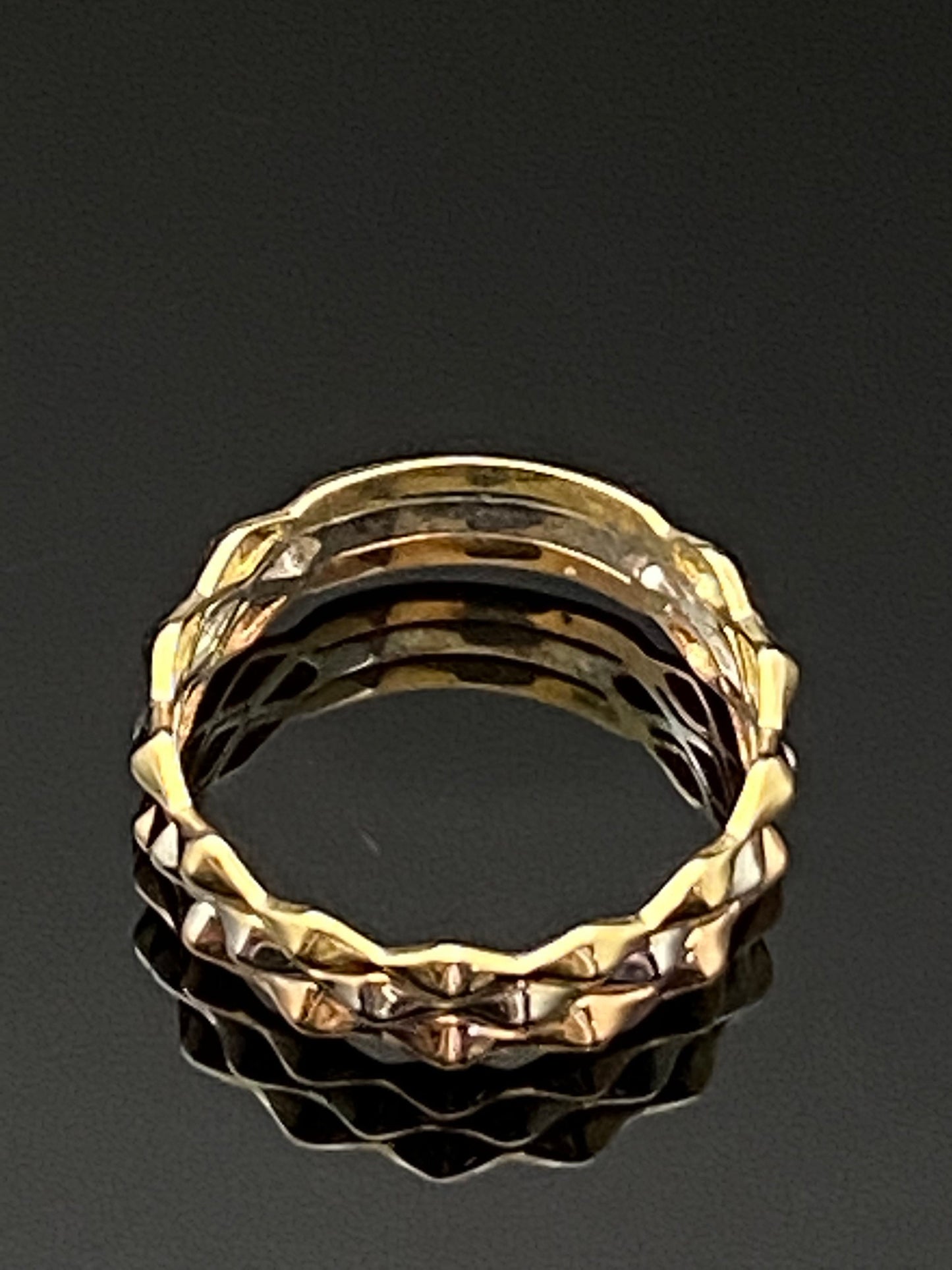 Multi Color Gold Triple Band Stackable Ring