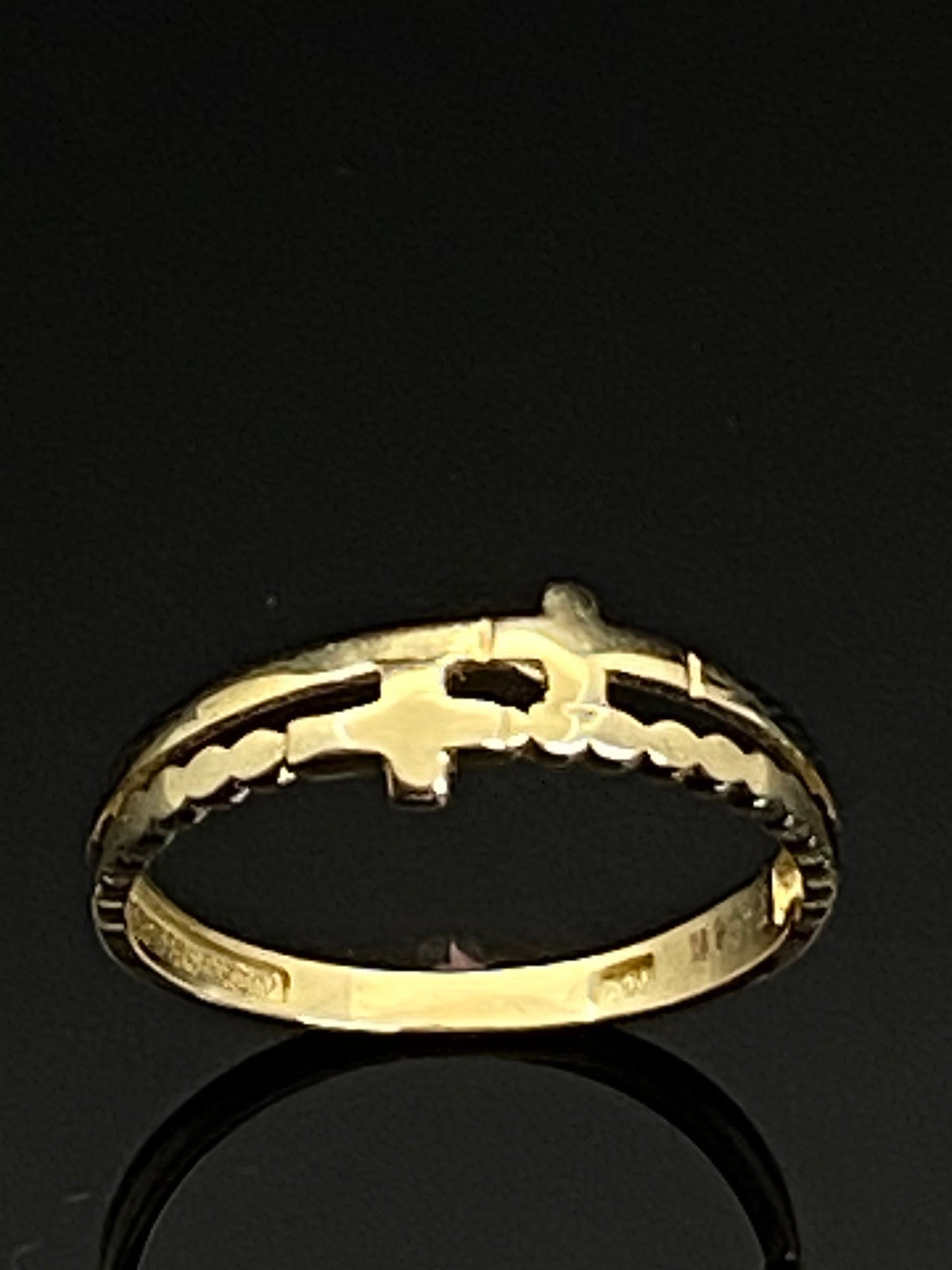 Yellow Gold Double Jesus Cross Stackable Band Ring