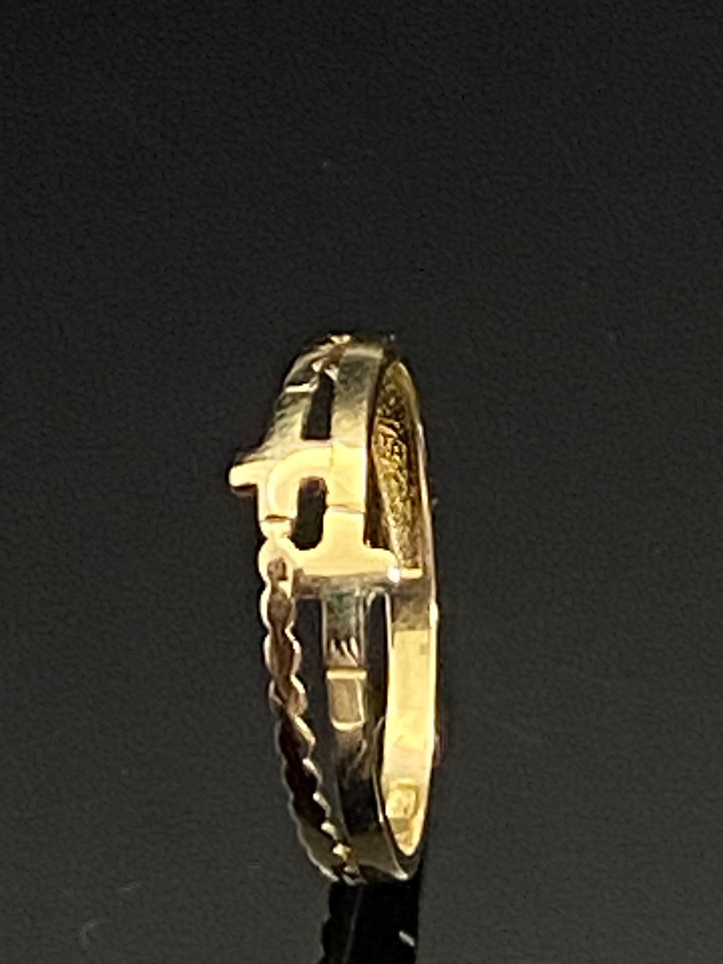 Yellow Gold Double Jesus Cross Stackable Band Ring