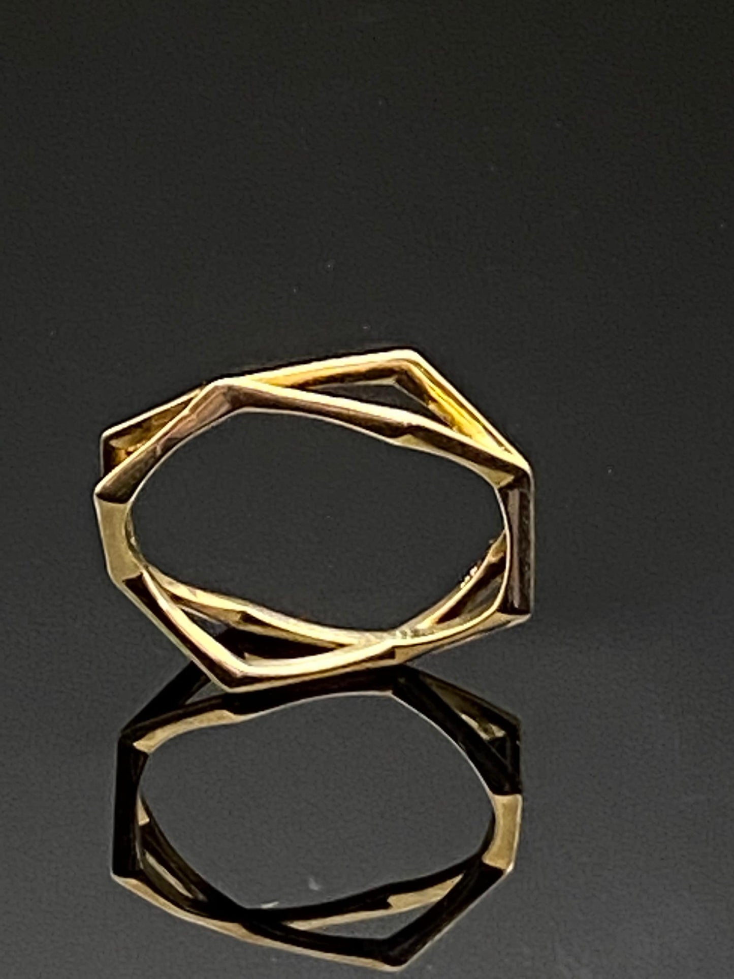 Yellow Gold Stackable Geometric Shaped Band Ring