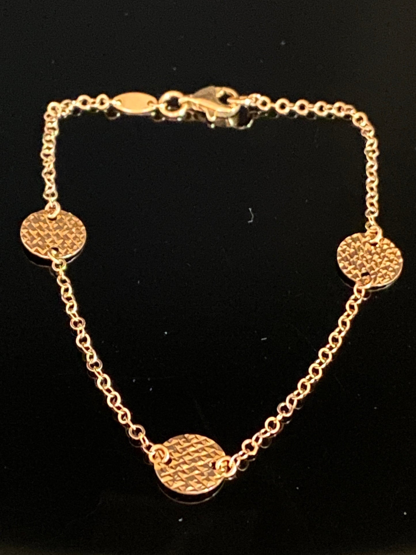 Rose Gold Round Disc Station Chain Bracelet