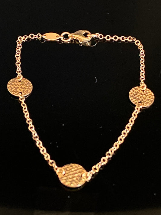 Rose Gold Round Disc Station Chain Bracelet
