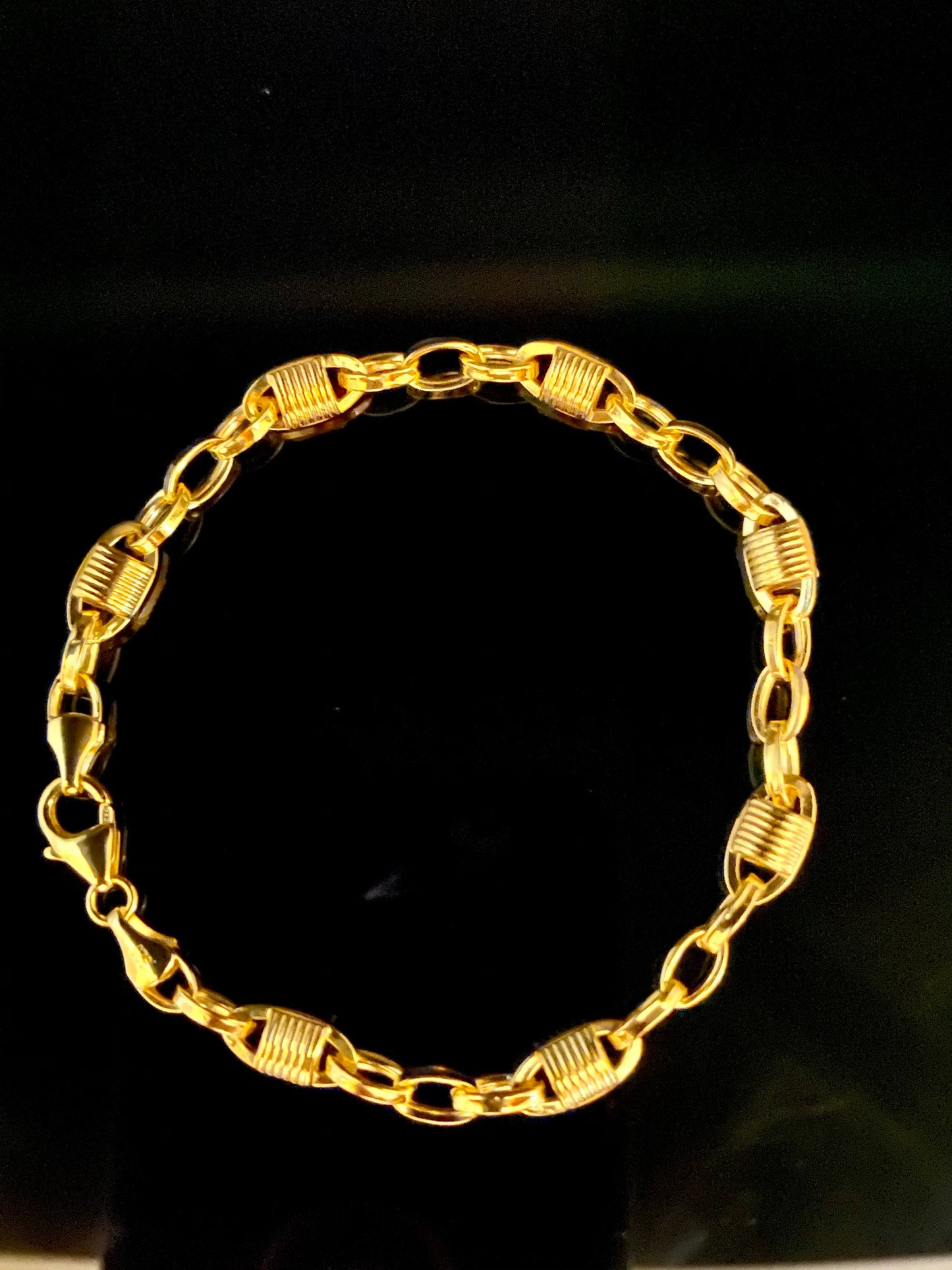 Designer Gold Over Sterling Silver Fancy Oval Link Bracelet