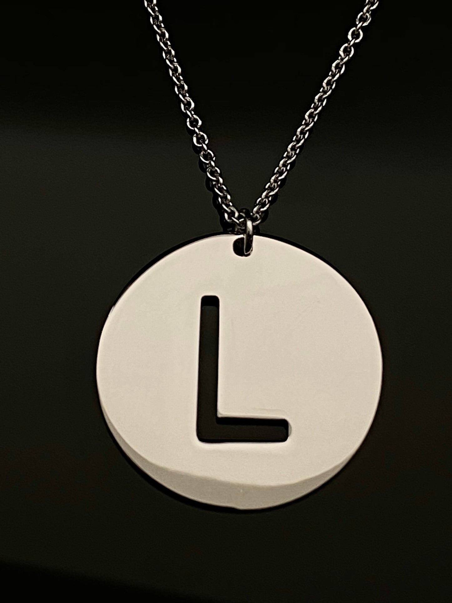 Plated Round Letter L Initial Pendant Necklace