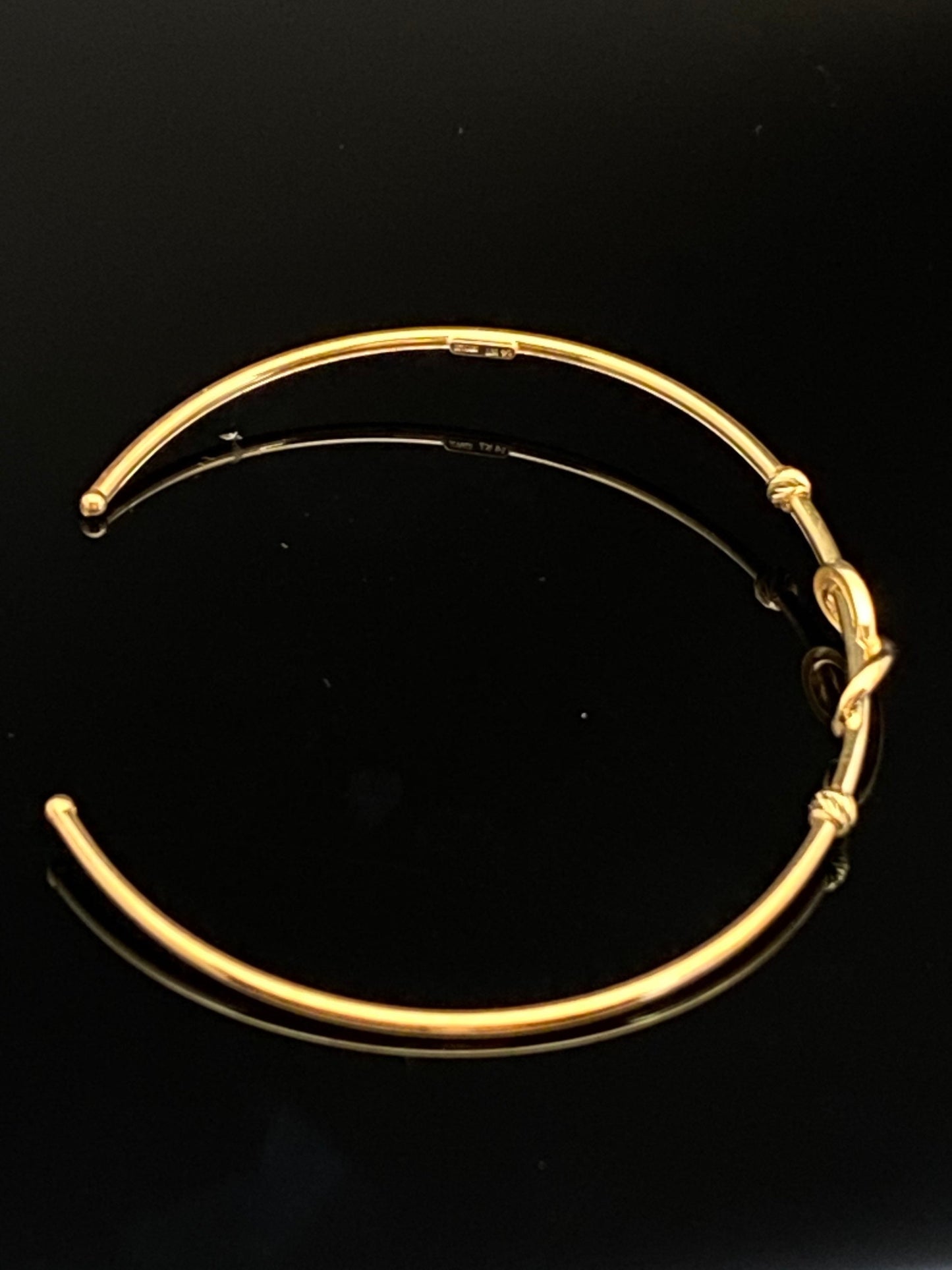 Yellow Gold Infinity Flexible Cuff Bangle Bracelet