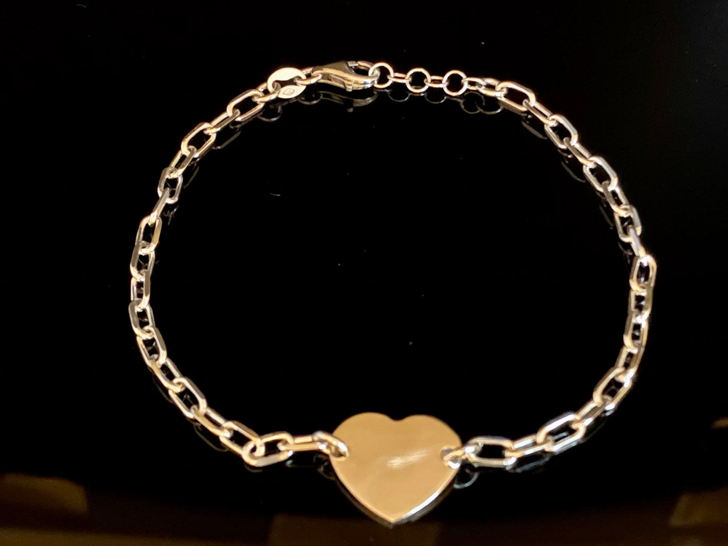 Plated Heart Tag Chain Adjustable Bracelet