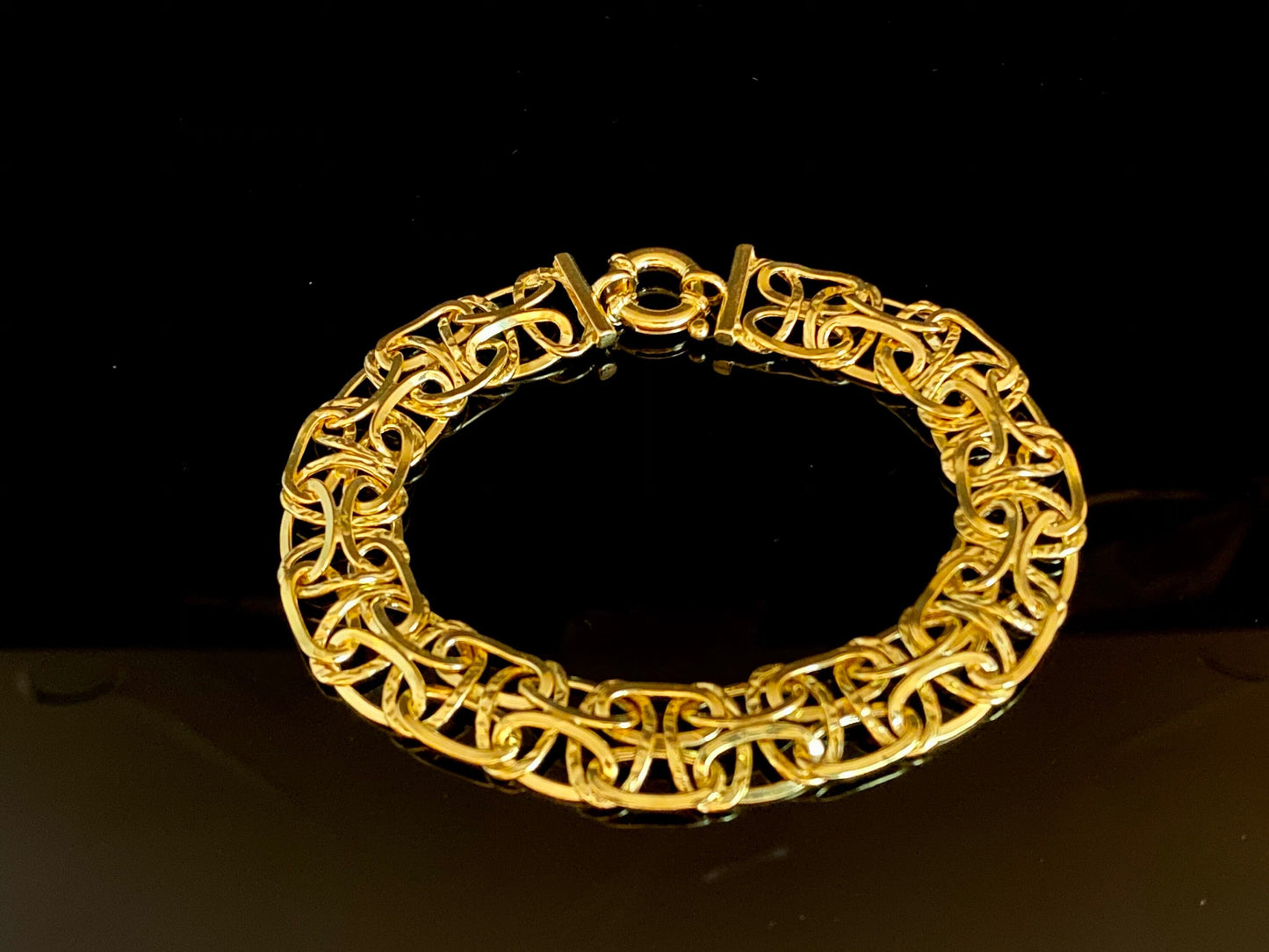 Yellow Gold Over Sterling Silver Wide Woven Lace Link Bracelet