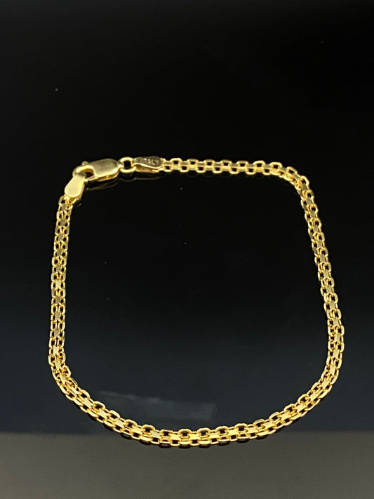 Yellow Gold Over Sterling Silver Bismark Link Chain Necklace